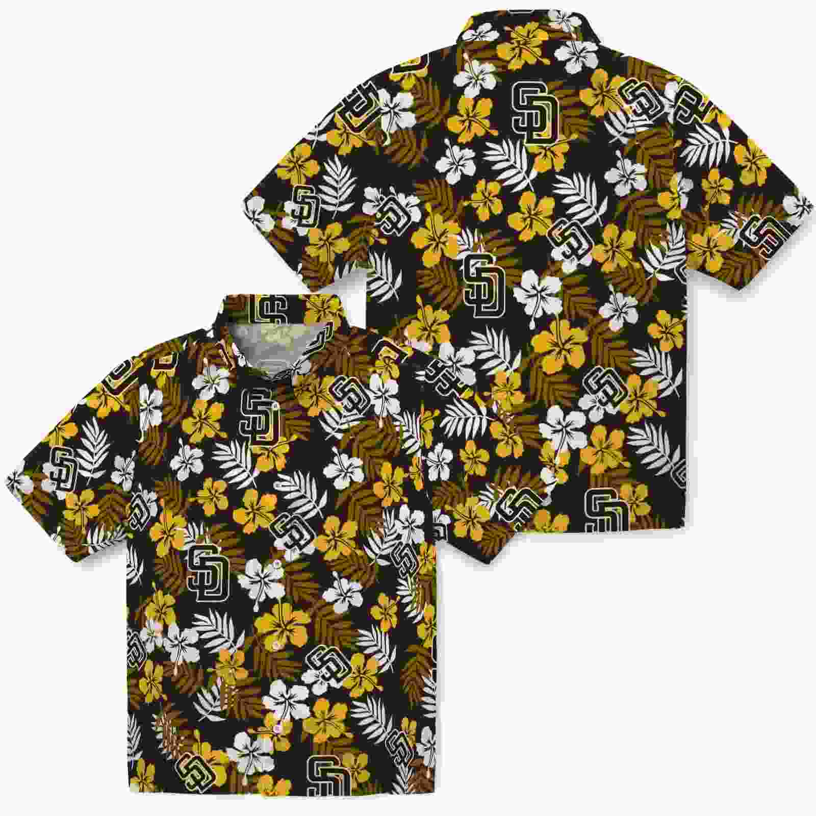 san diego padres tropical floral brown hawaiian shirt high quality