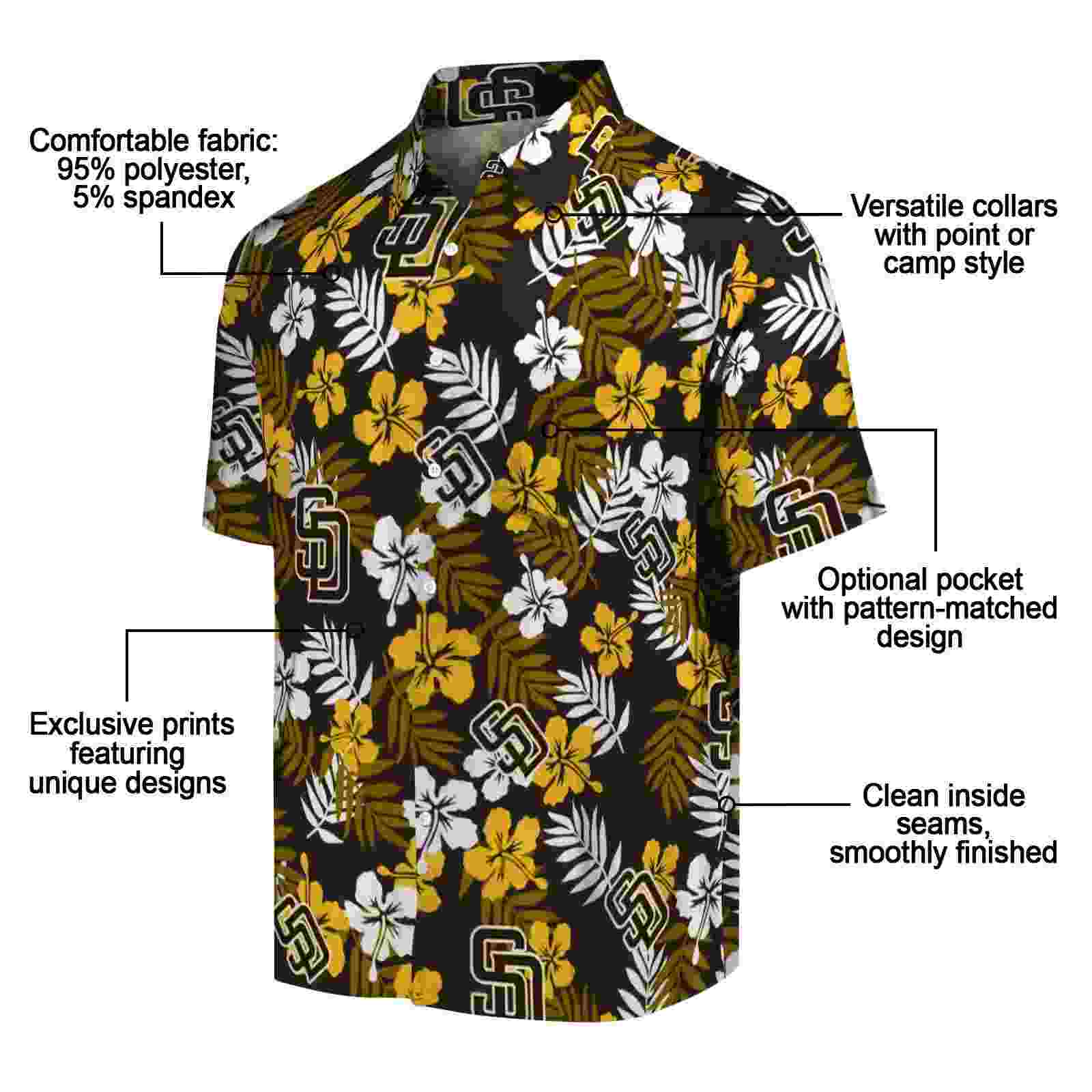 san diego padres tropical floral brown hawaiian shirt new arrival