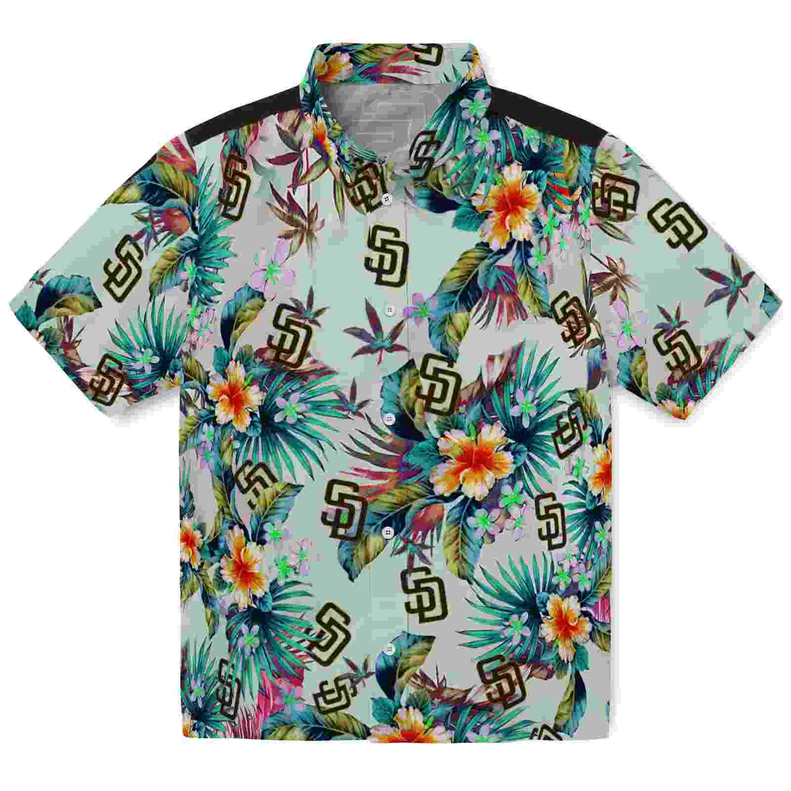 San Diego Padres Tropical Foliage Green Hawaiian Shirt