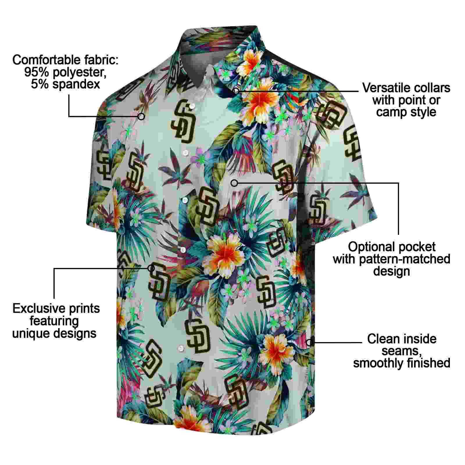 san diego padres tropical foliage green hawaiian shirt new arrival