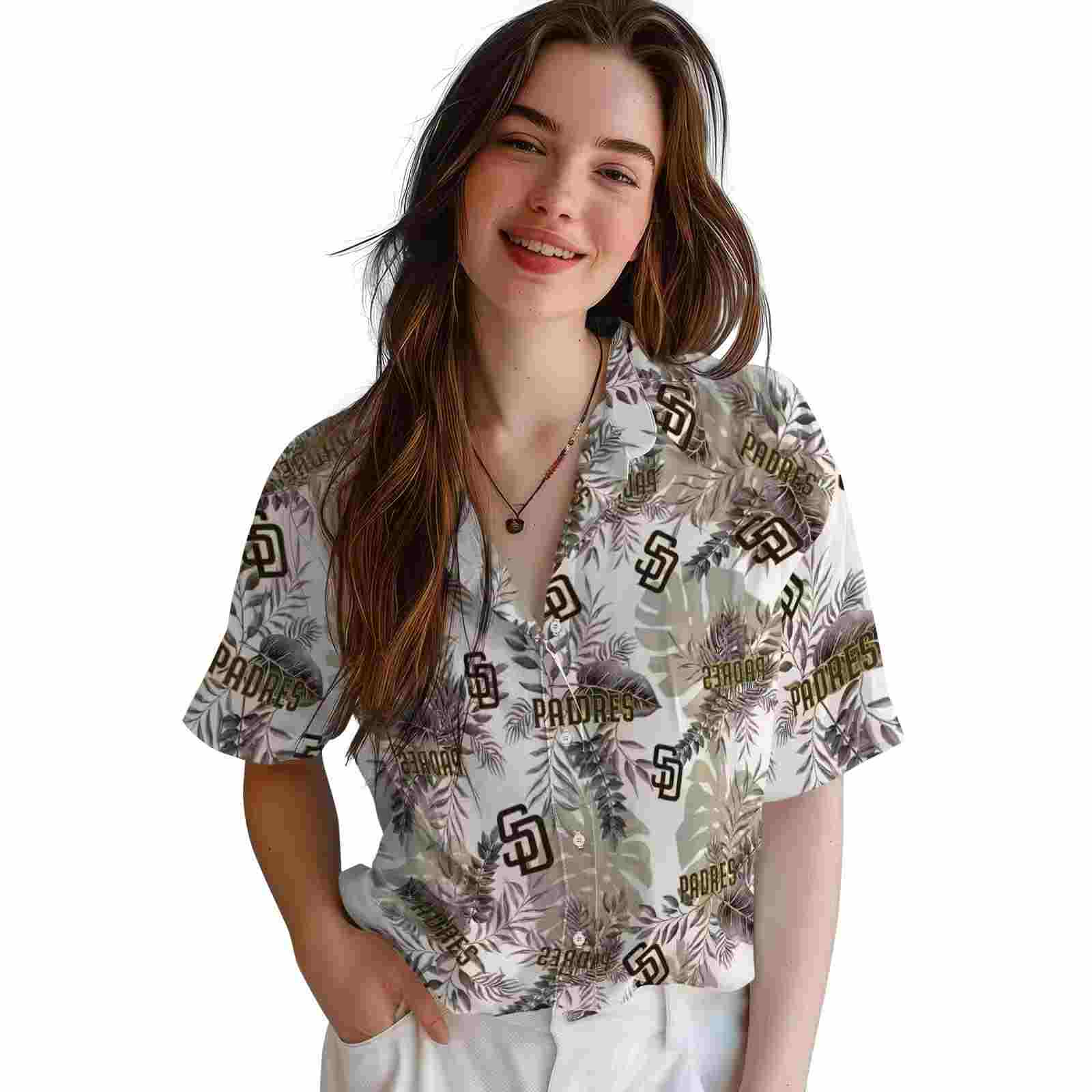 san diego padres tropical leaves white hawaiian shirt latest model