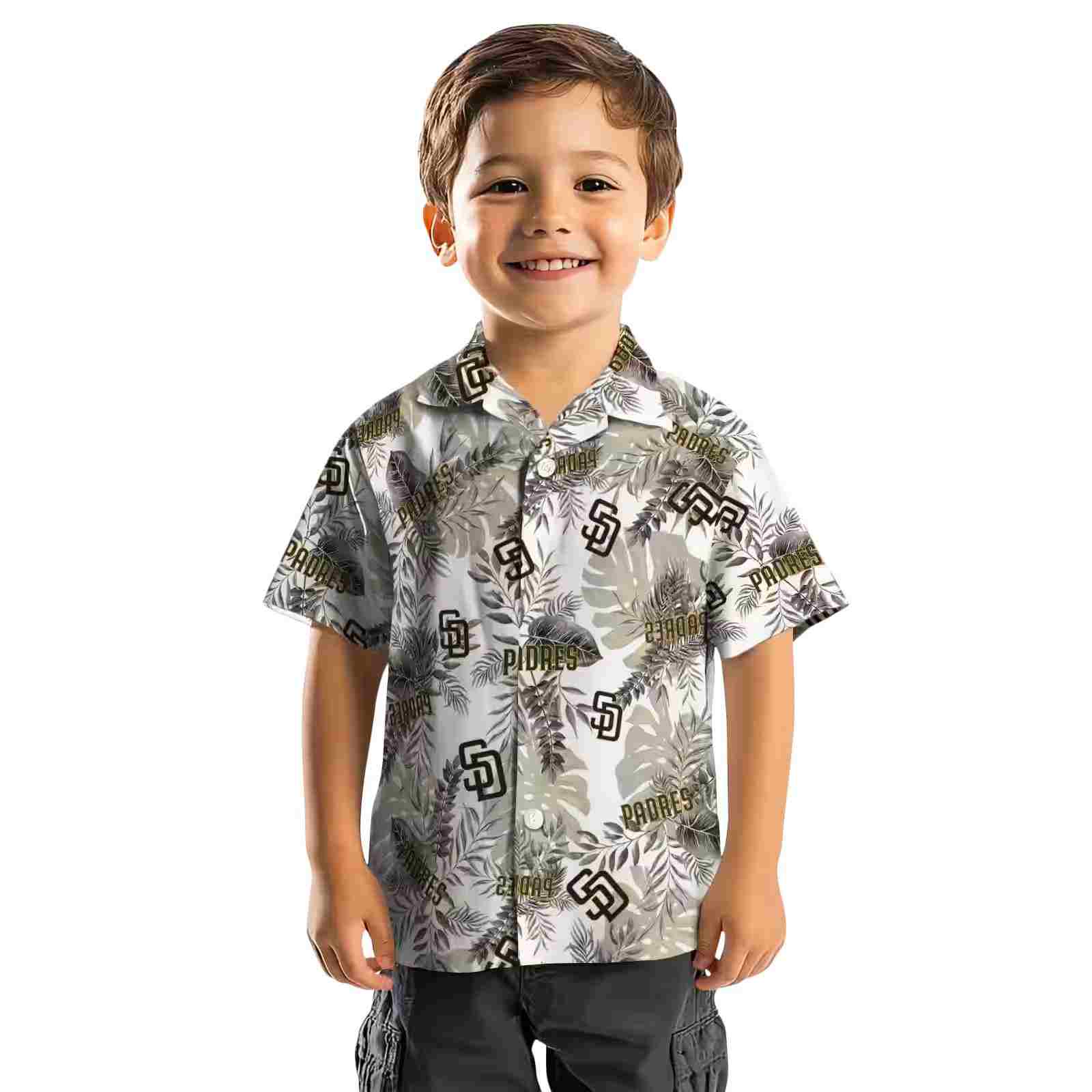 san diego padres tropical leaves white hawaiian shirt top rated