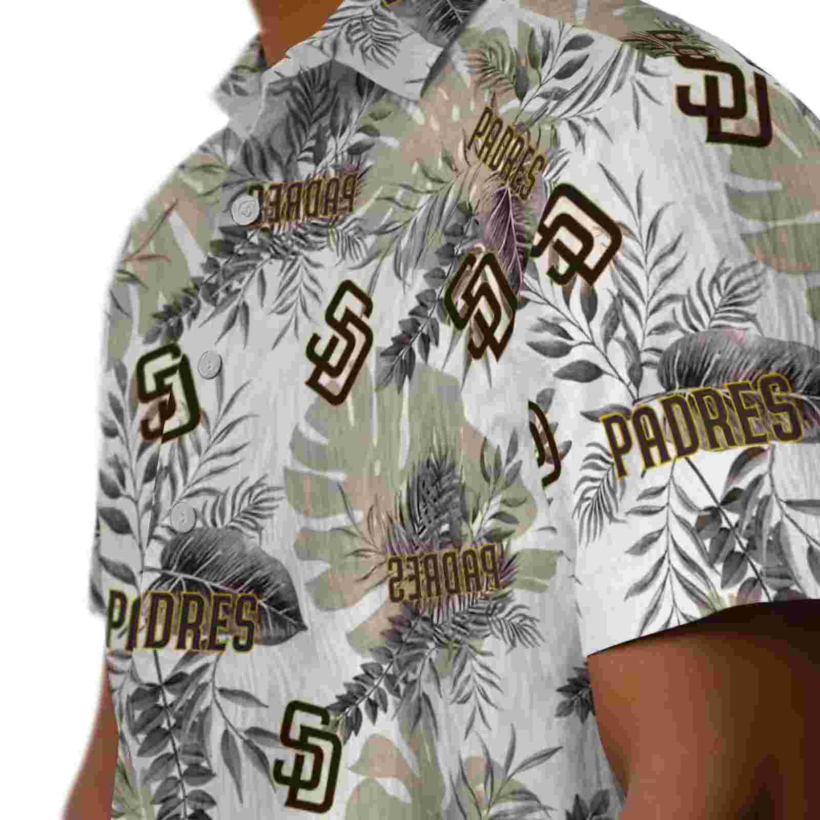 san diego padres tropical leaves white hawaiian shirt trendy