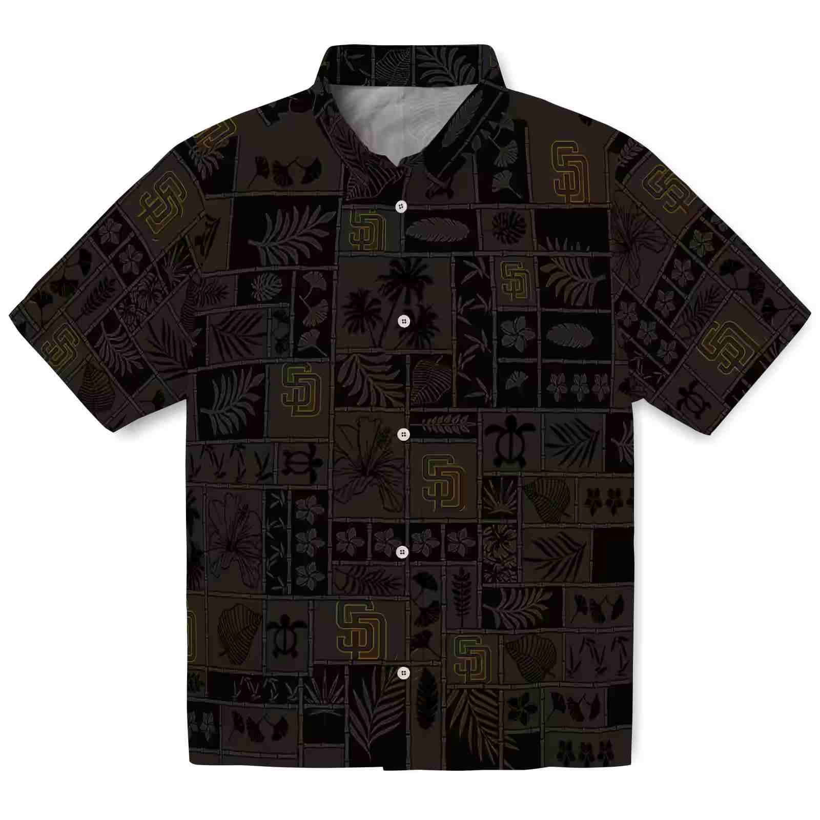 San Diego Padres Tropical Patchwork Brown Black Hawaiian Shirt