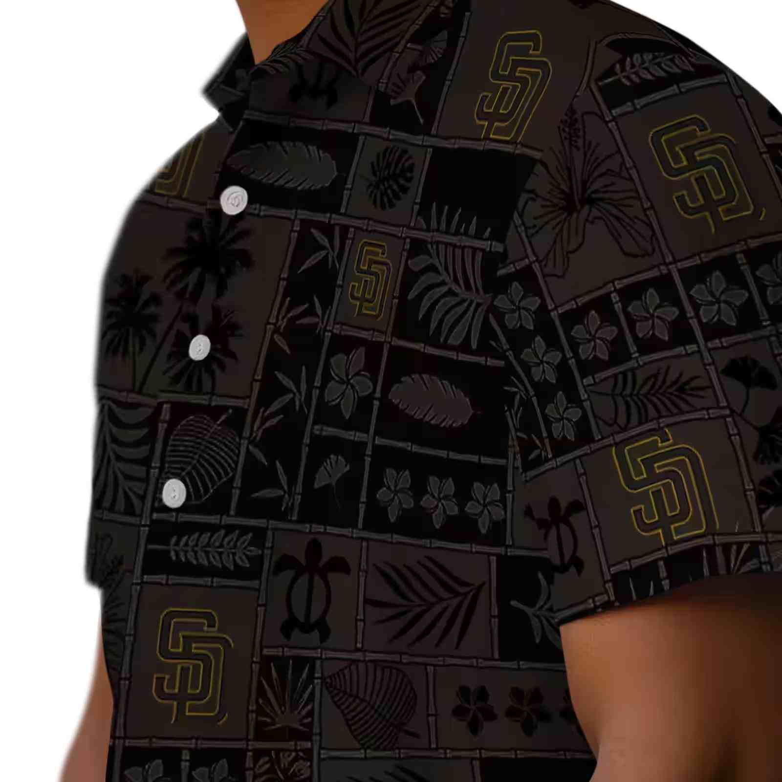 san diego padres tropical patchwork brown black hawaiian shirt trendy