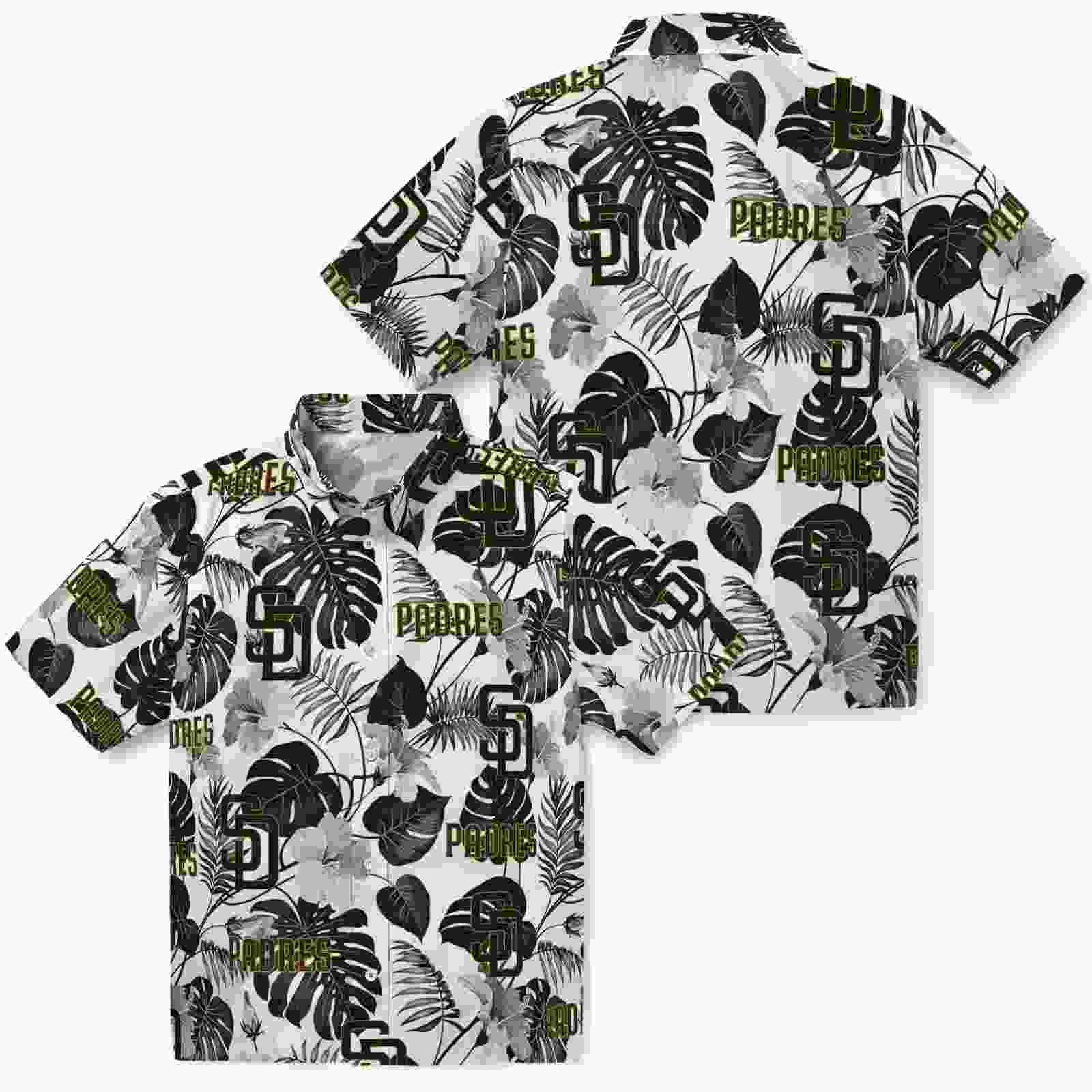 san diego padres tropical plants brown white hawaiian shirt high quality