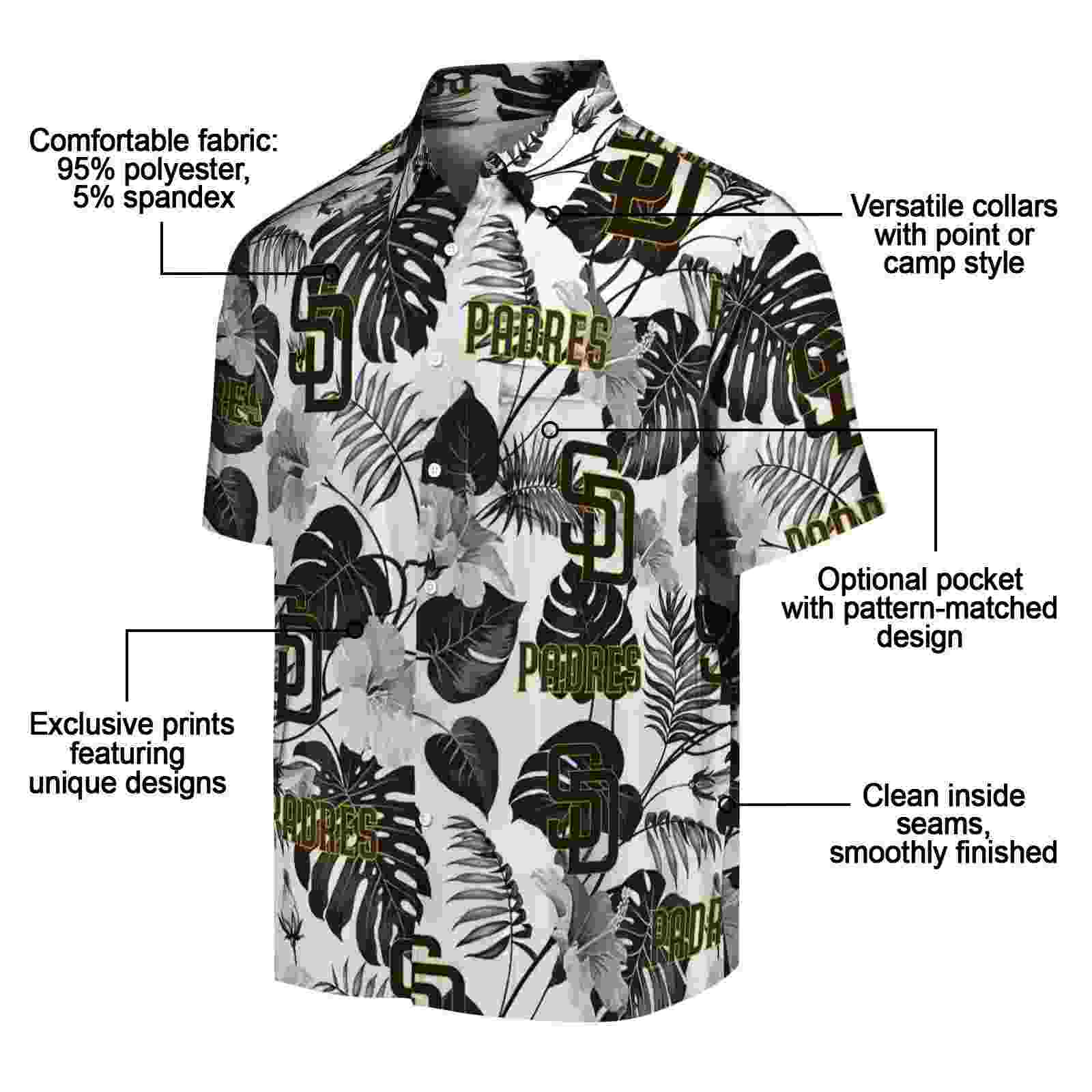 san diego padres tropical plants brown white hawaiian shirt new arrival