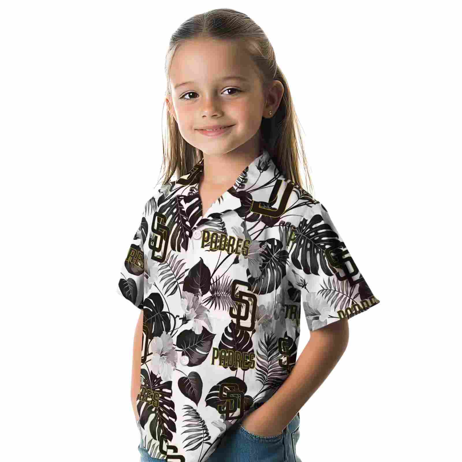 san diego padres tropical plants brown white hawaiian shirt premium grade