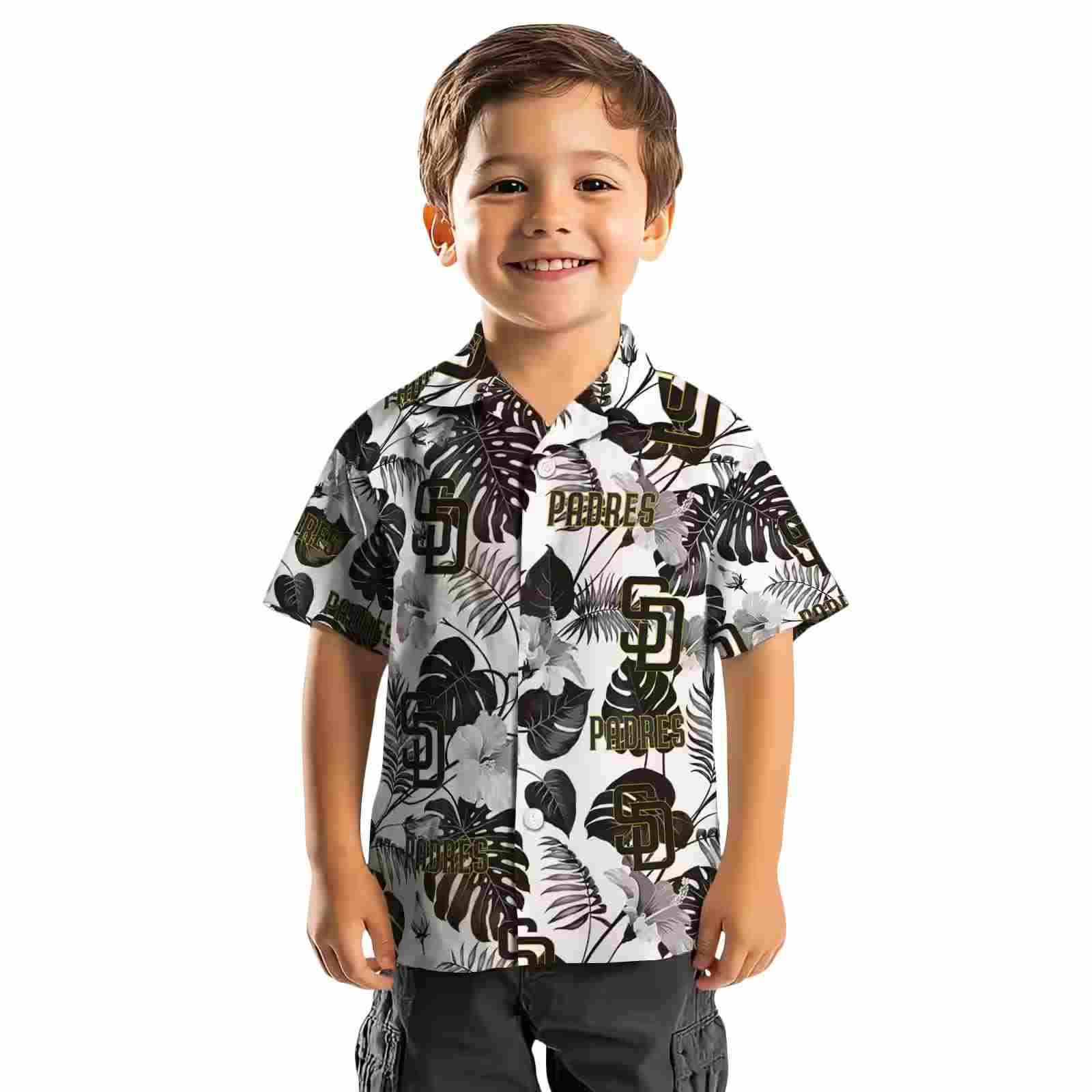 san diego padres tropical plants brown white hawaiian shirt top rated