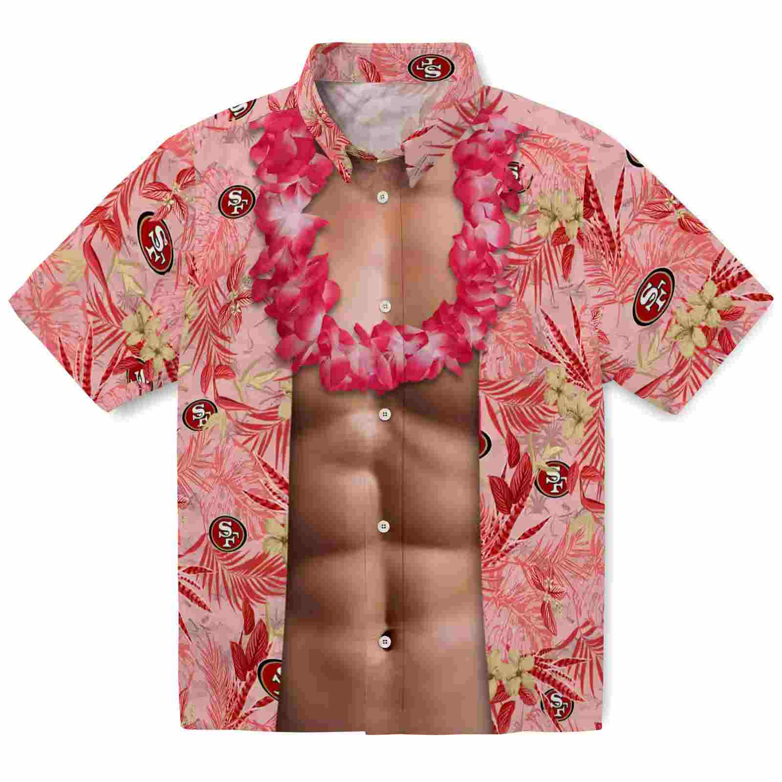 San Francisco 49ers Chest Illusion Red Hawaiian Shirt