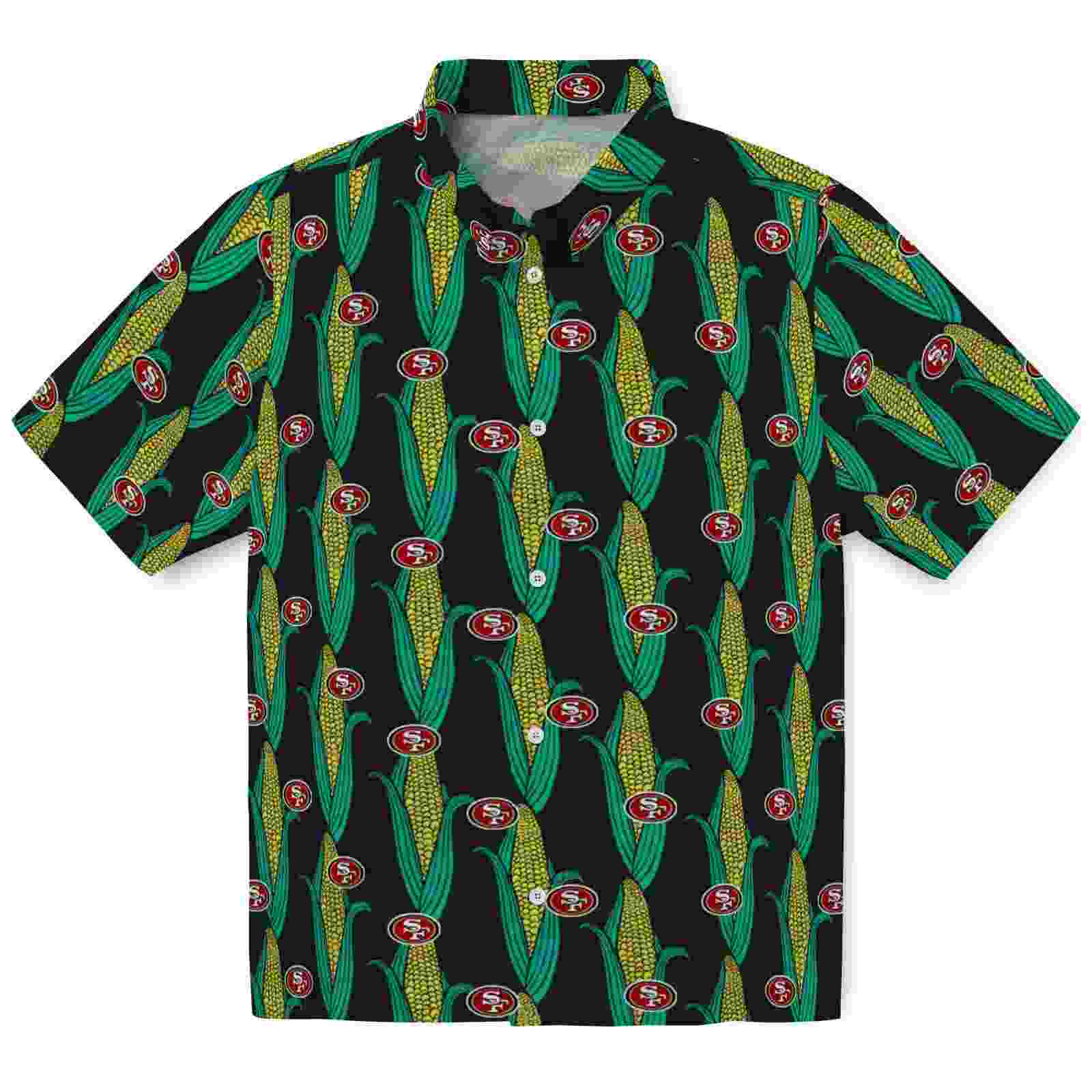 San Francisco 49ers Corn Motifs Black Green Hawaiian Shirt