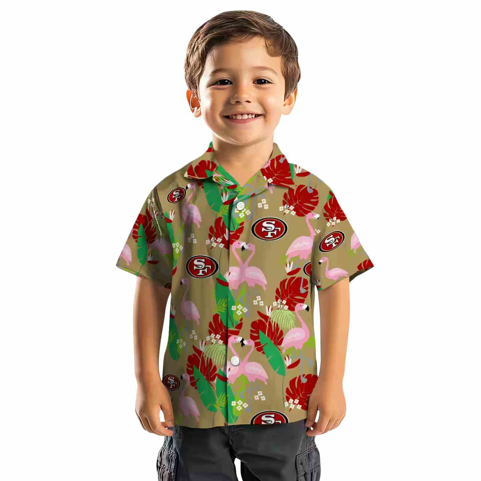 san francisco 49ers flamingo foliage red green hawaiian shirt top rated