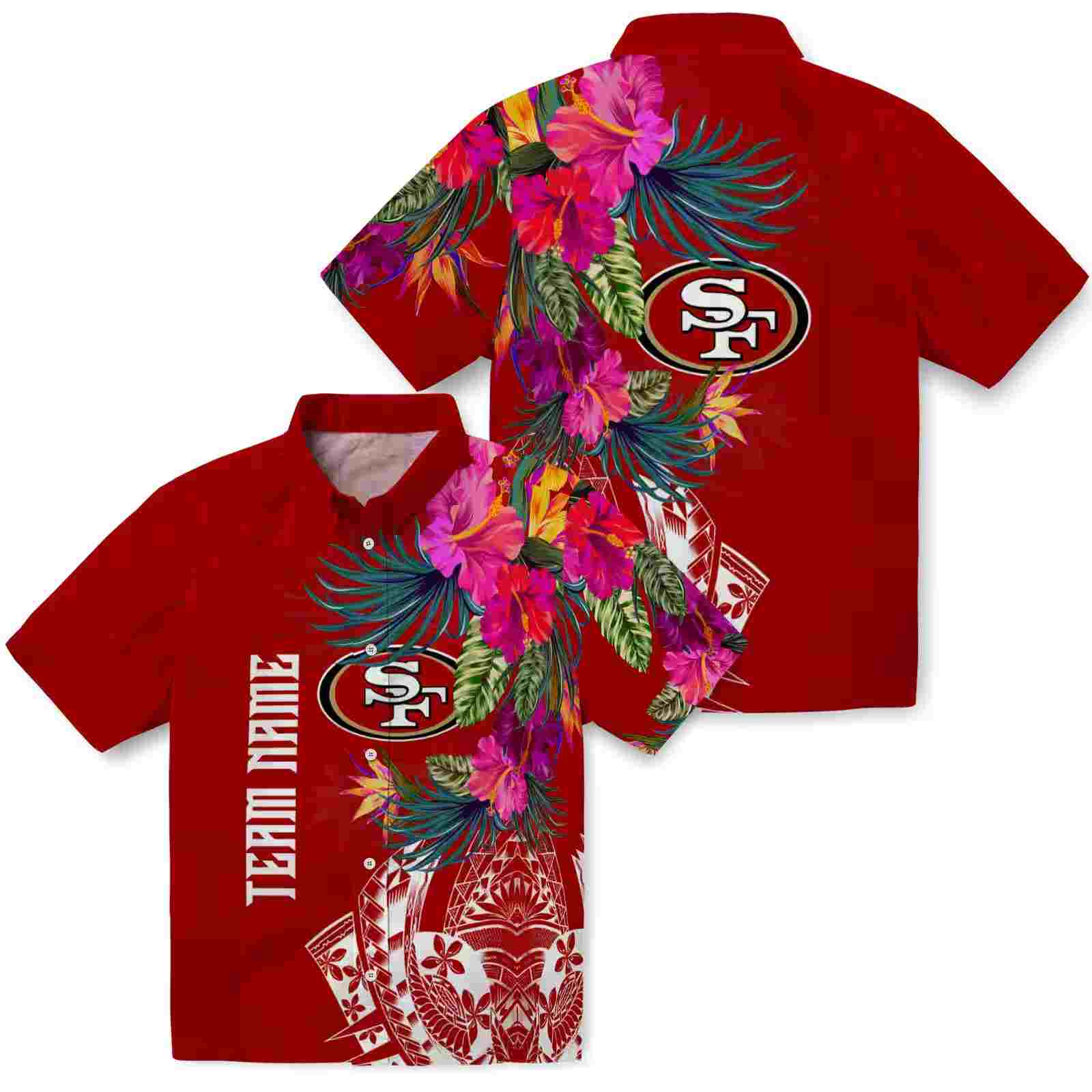 san francisco 49ers floral polynesian red hawaiian shirt high quality