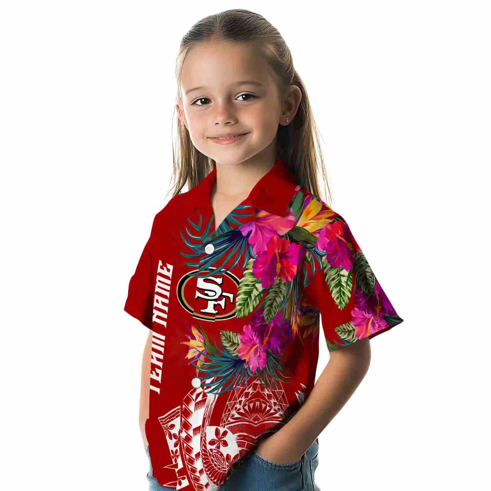 san francisco 49ers floral polynesian red hawaiian shirt premium grade