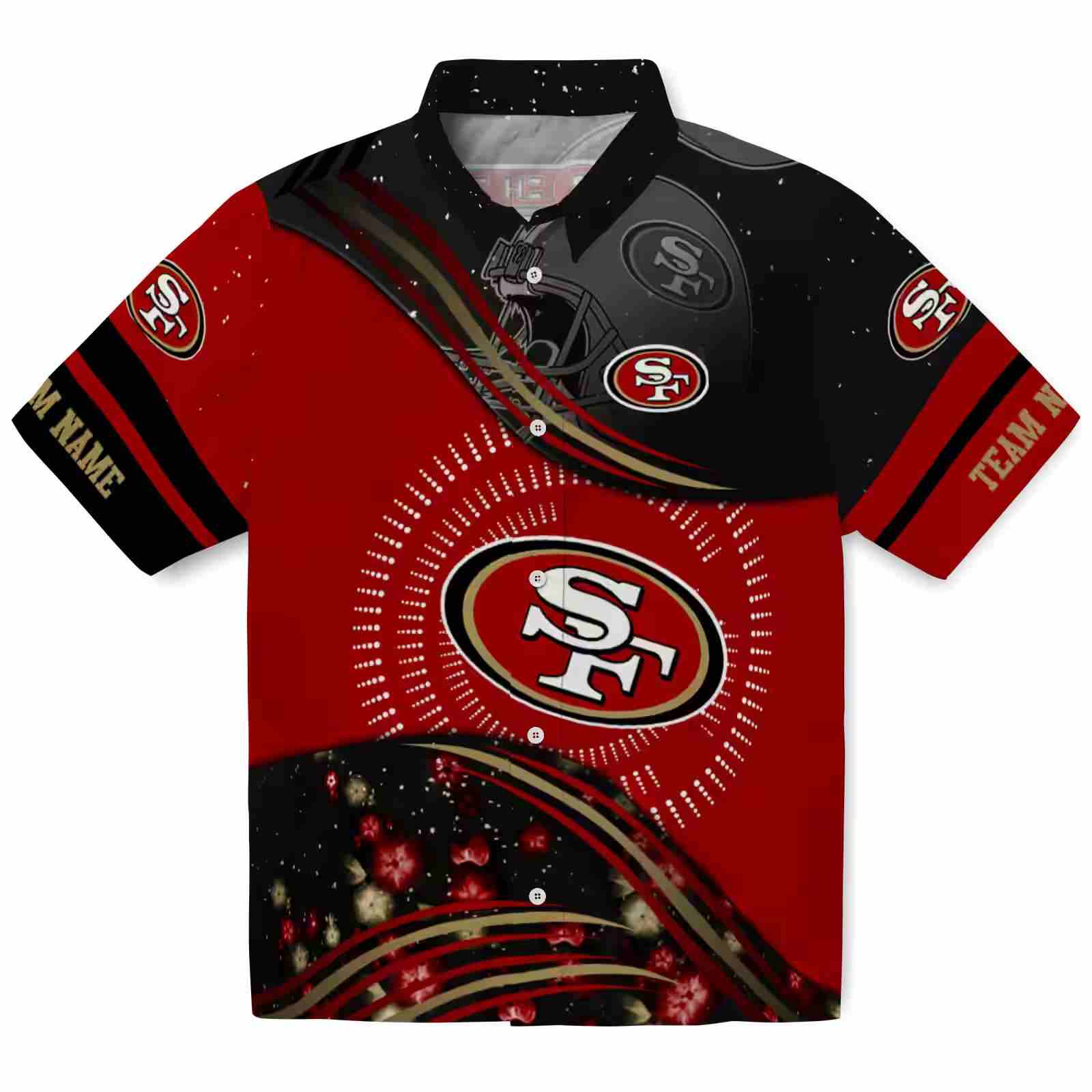 San Francisco 49ers Football Wave Red Black Hawaiian Shirt