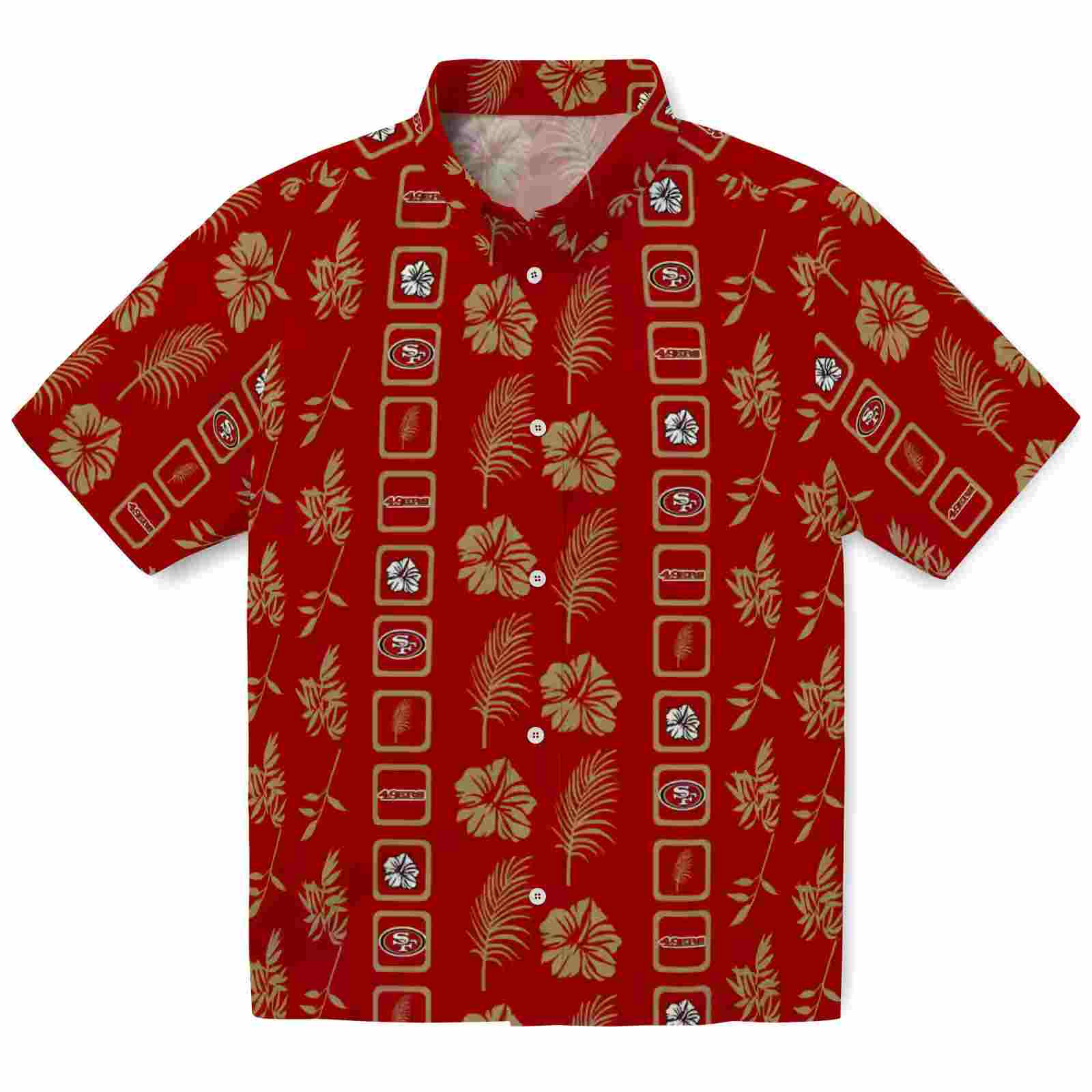 San Francisco 49ers Framed Floral Red Hawaiian Shirt