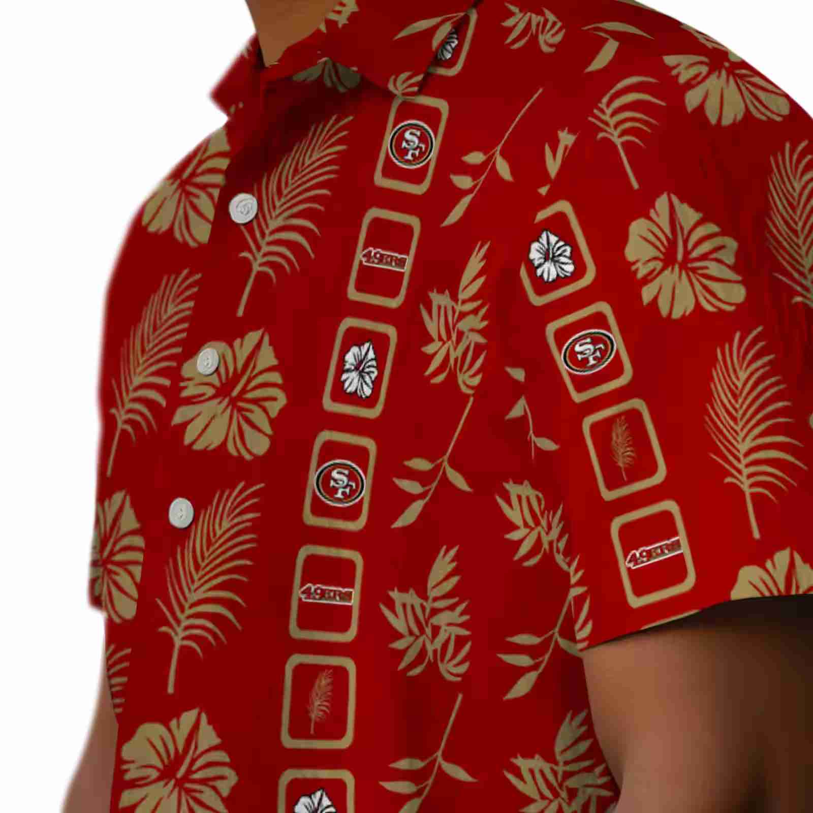 san francisco 49ers framed floral red hawaiian shirt trendy