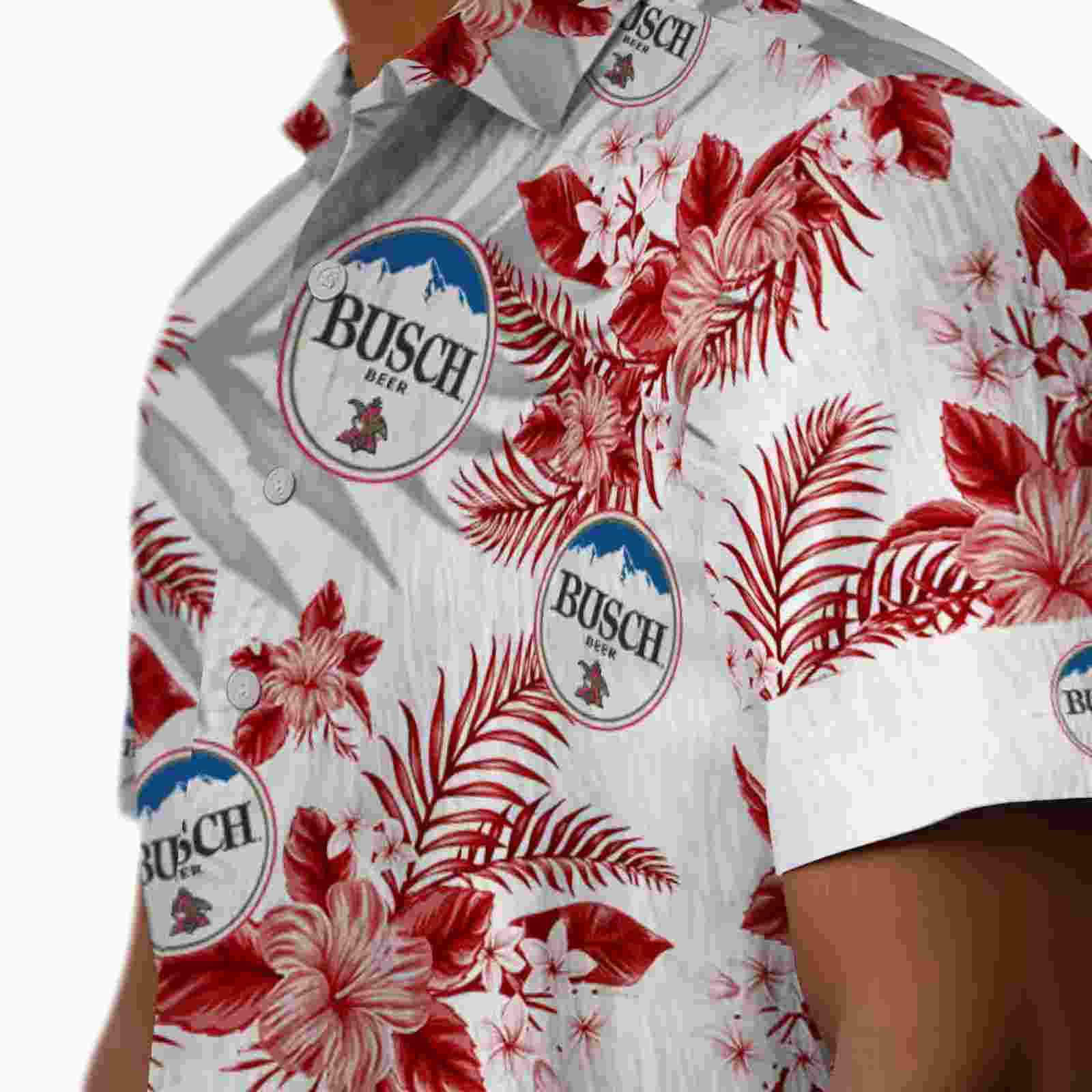 san francisco 49ers hibiscus palm leaves red white hawaiian shirt trendy