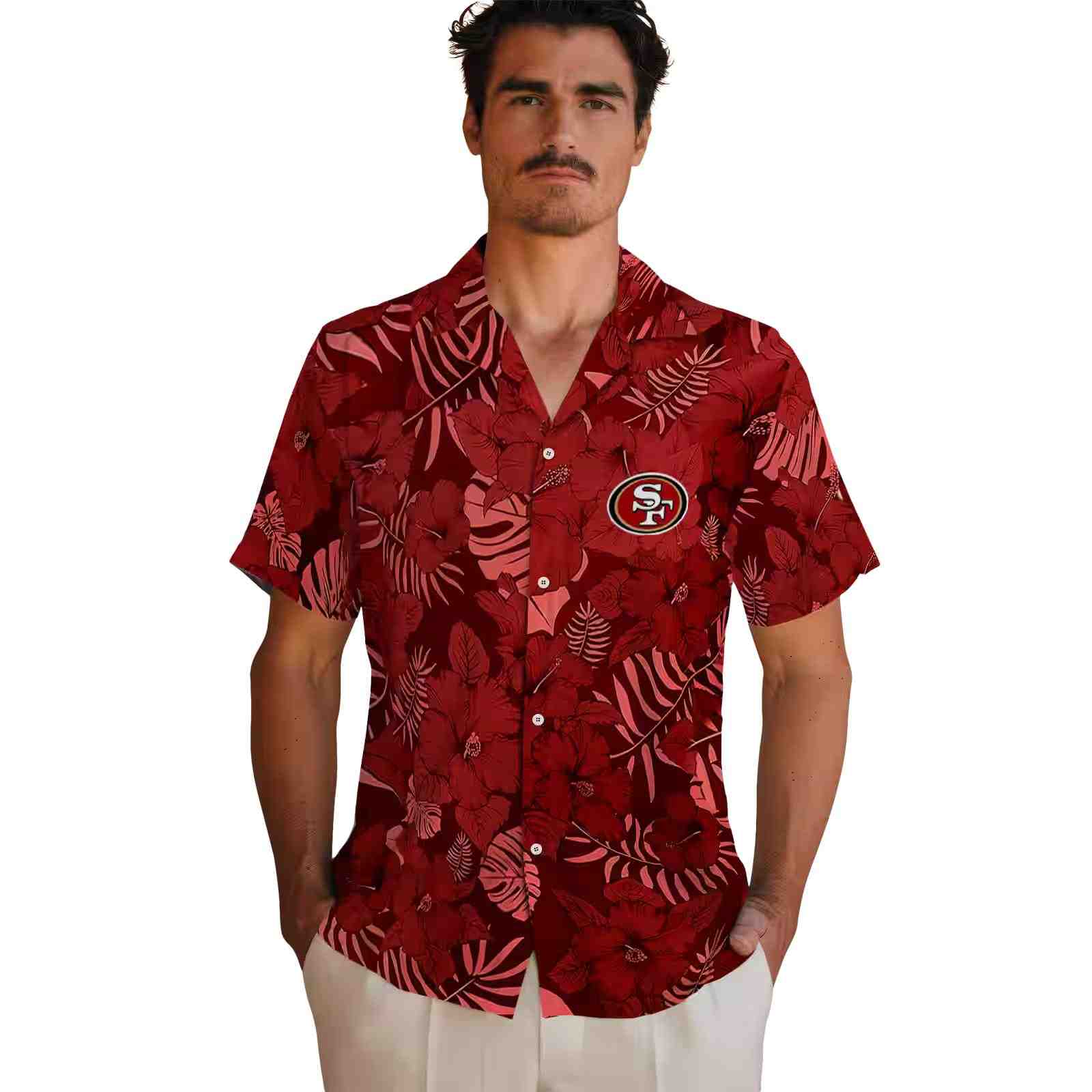 san francisco 49ers jungle vibes red hawaiian shirt fashion forward