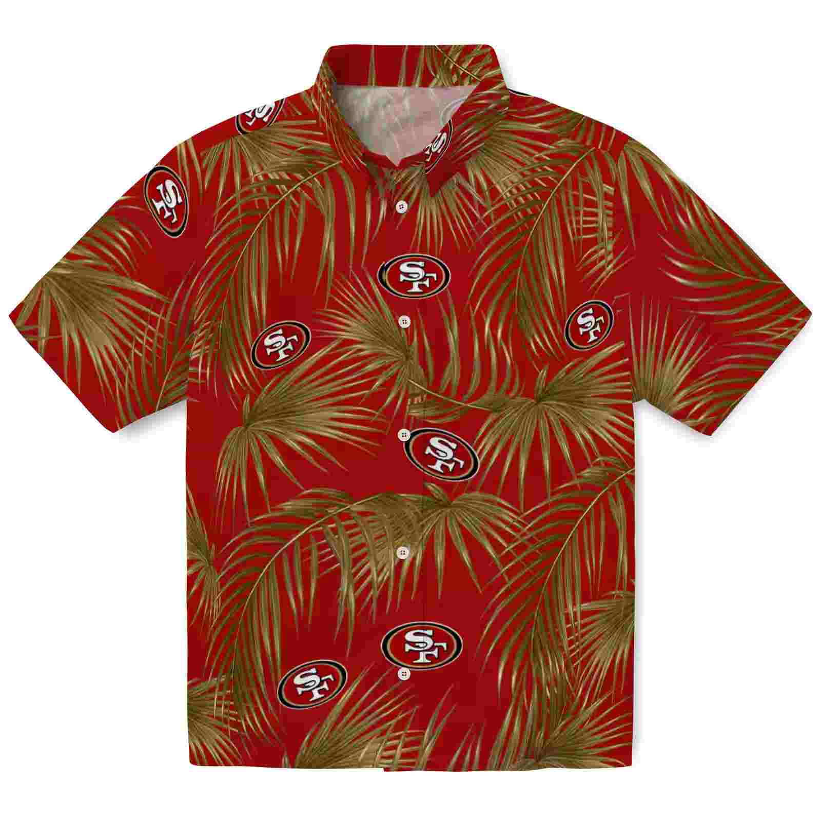 San Francisco 49ers Leafy Palms Red Hawaiian Shirt