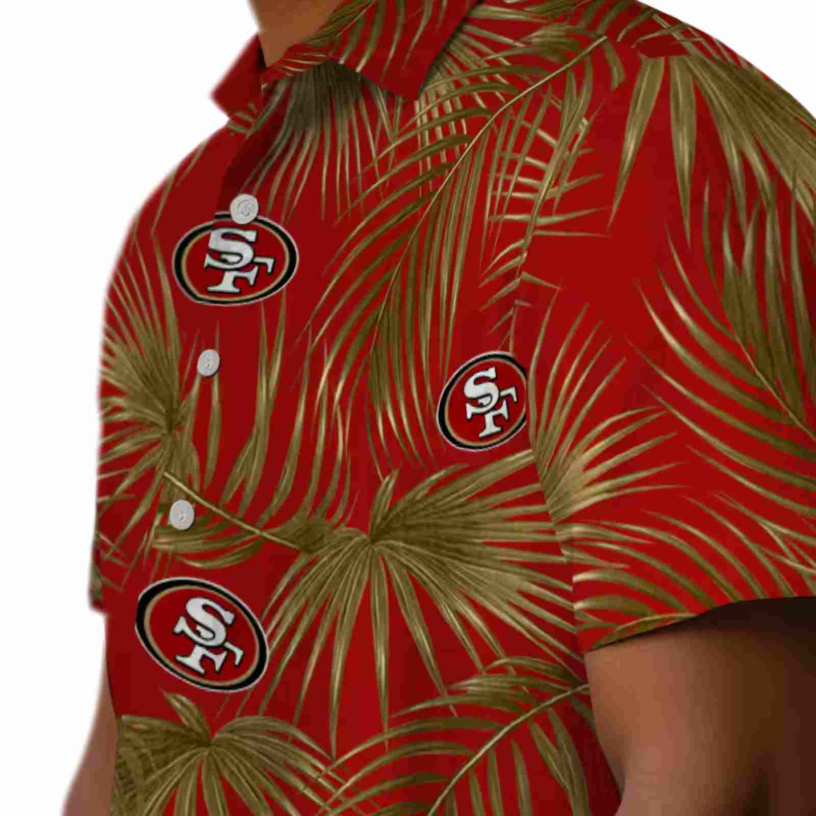 san francisco 49ers leafy palms red hawaiian shirt trendy