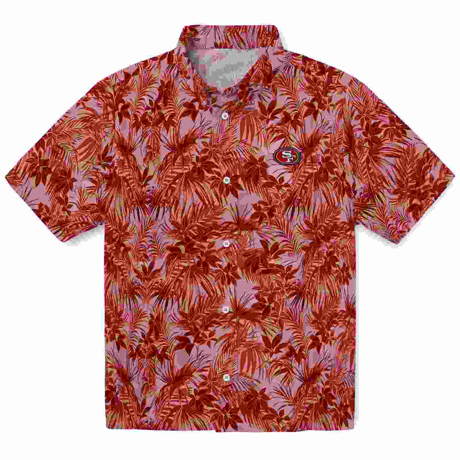 San Francisco 49ers Leafy Pattern Red Hawaiian Shirt