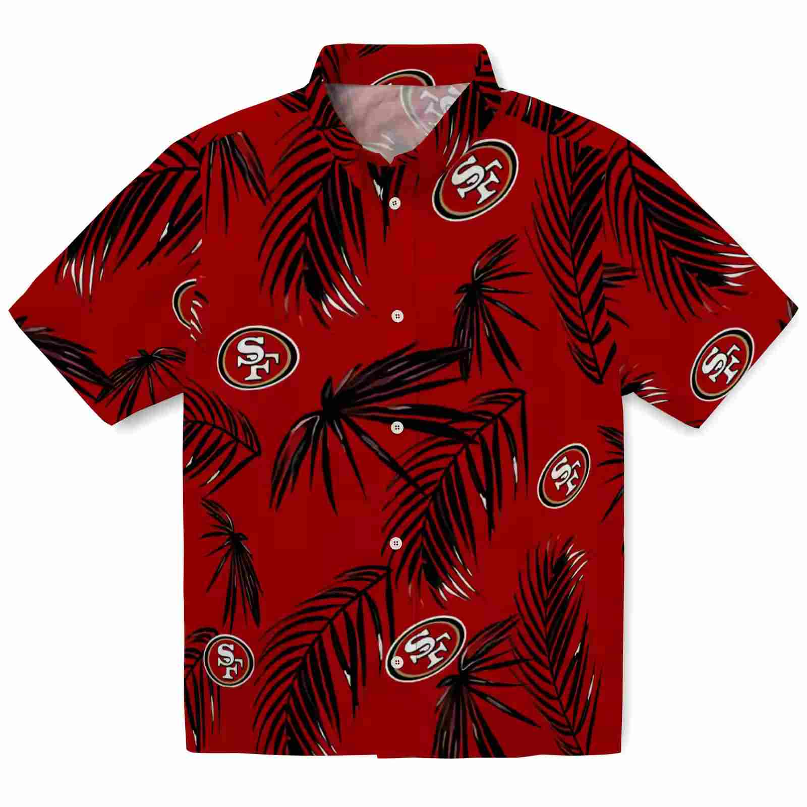 San Francisco 49ers Palm Leaf Red Hawaiian Shirt