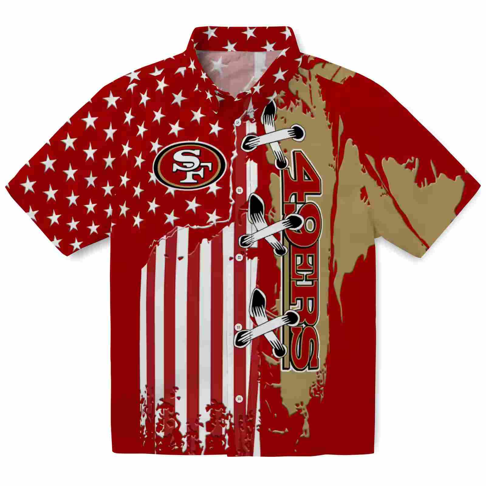 San Francisco 49ers Stitched Flag Red Hawaiian Shirt