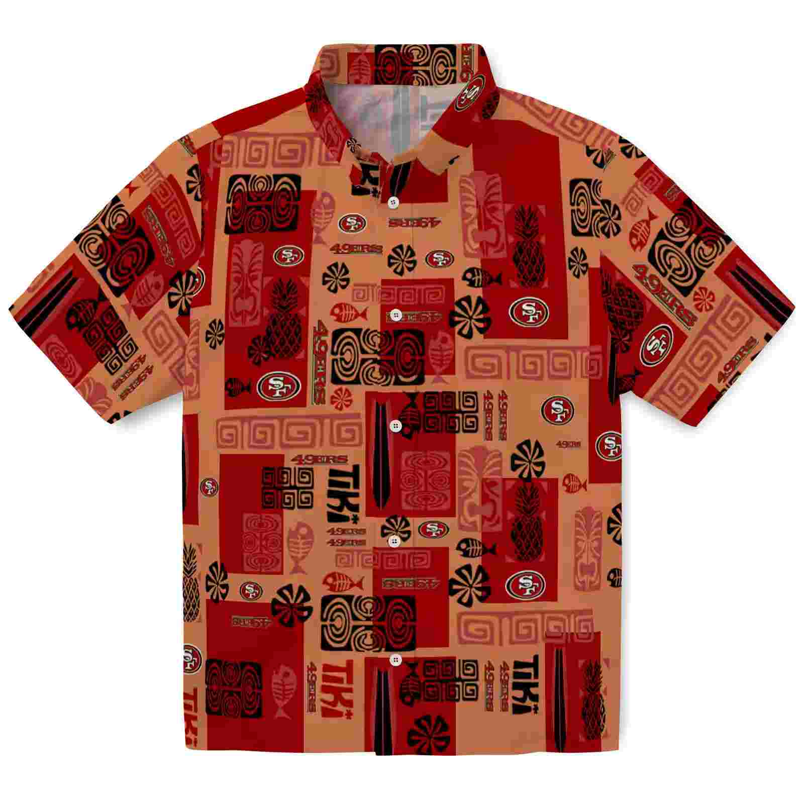 San Francisco 49ers Tribal Symbols Red Hawaiian Shirt