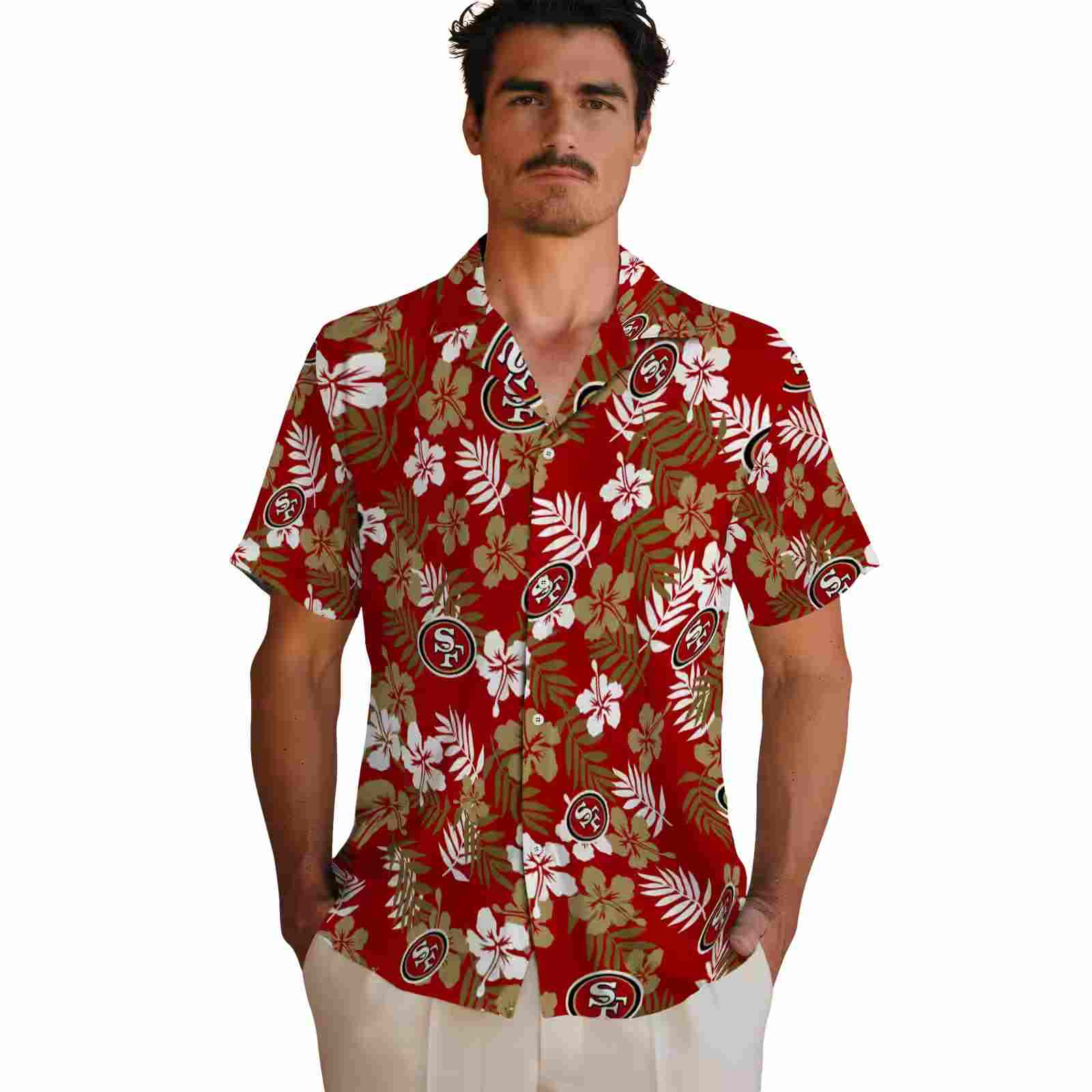 san francisco 49ers tropical floral red hawaiian shirt fashion forward