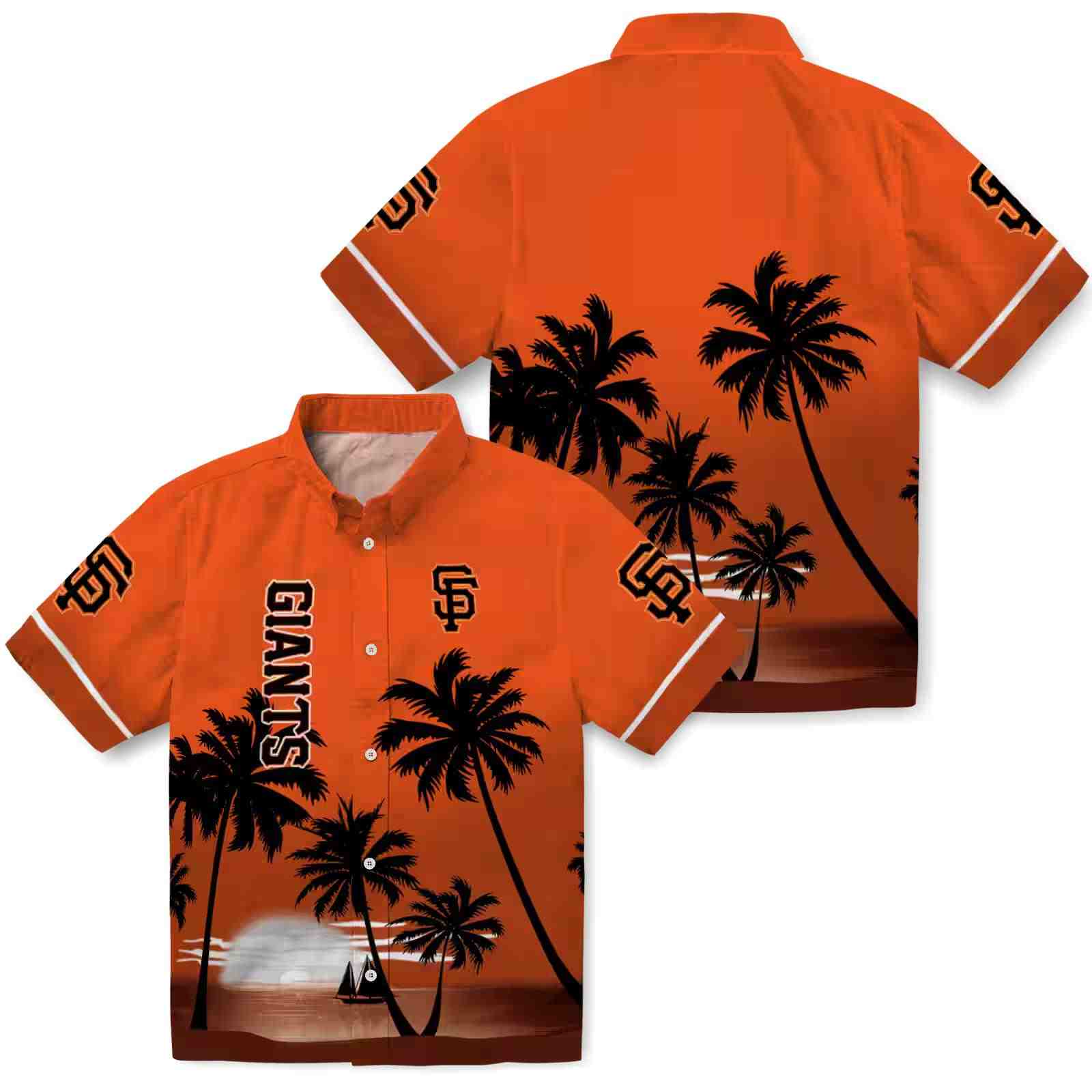 san francisco giants beach sunset orange black hawaiian shirt high quality