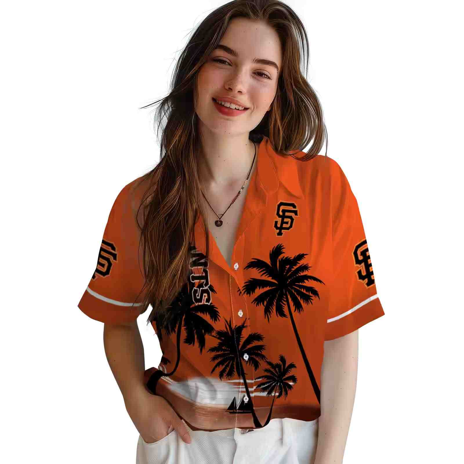 san francisco giants beach sunset orange black hawaiian shirt latest model