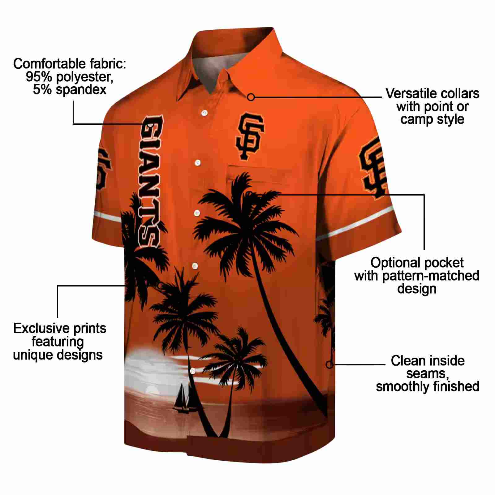 san francisco giants beach sunset orange black hawaiian shirt new arrival