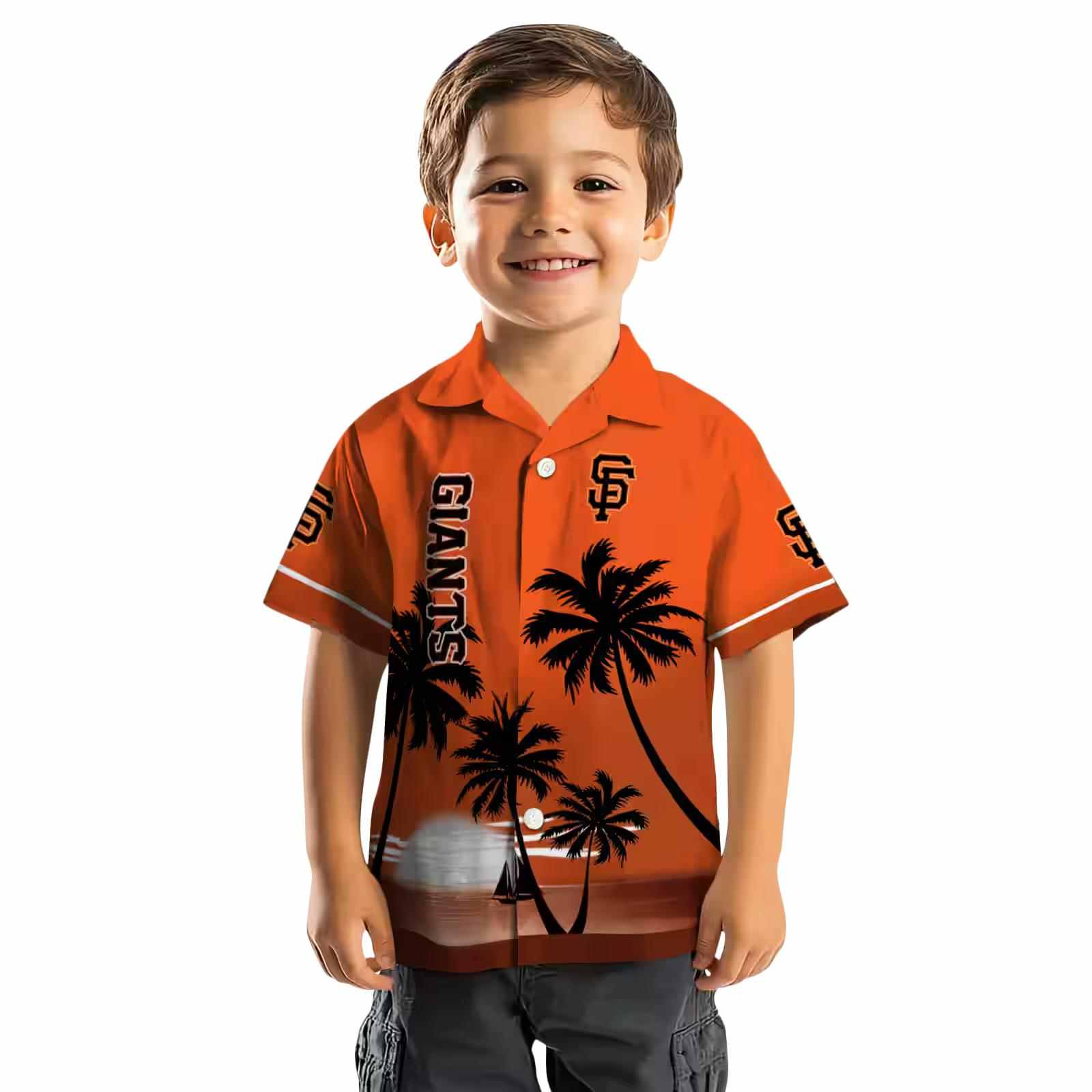 san francisco giants beach sunset orange black hawaiian shirt top rated