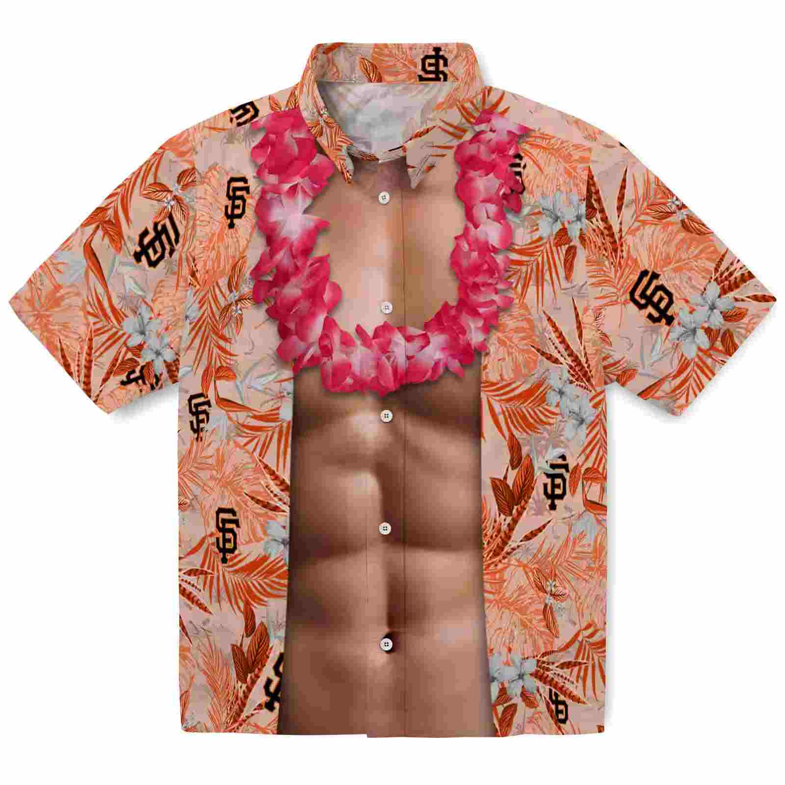 San Francisco Giants Chest Illusion Orange Hawaiian Shirt