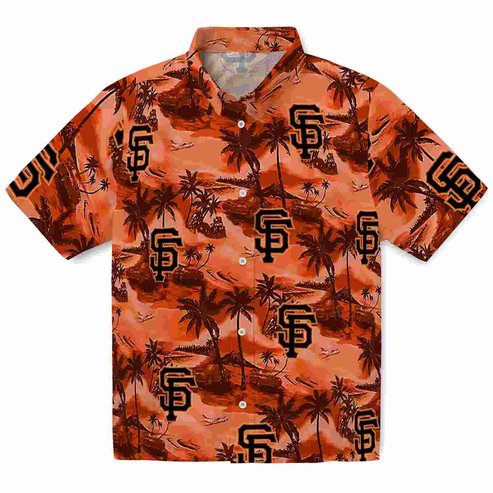 San Francisco Giants Coastal Palms Orange Hawaiian Shirt