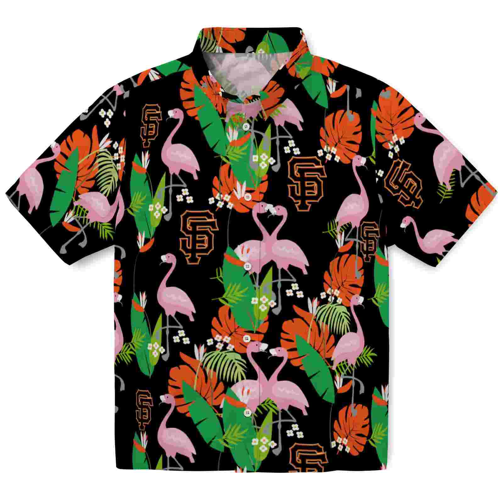 San Francisco Giants Flamingo Foliage Orange Green Hawaiian Shirt