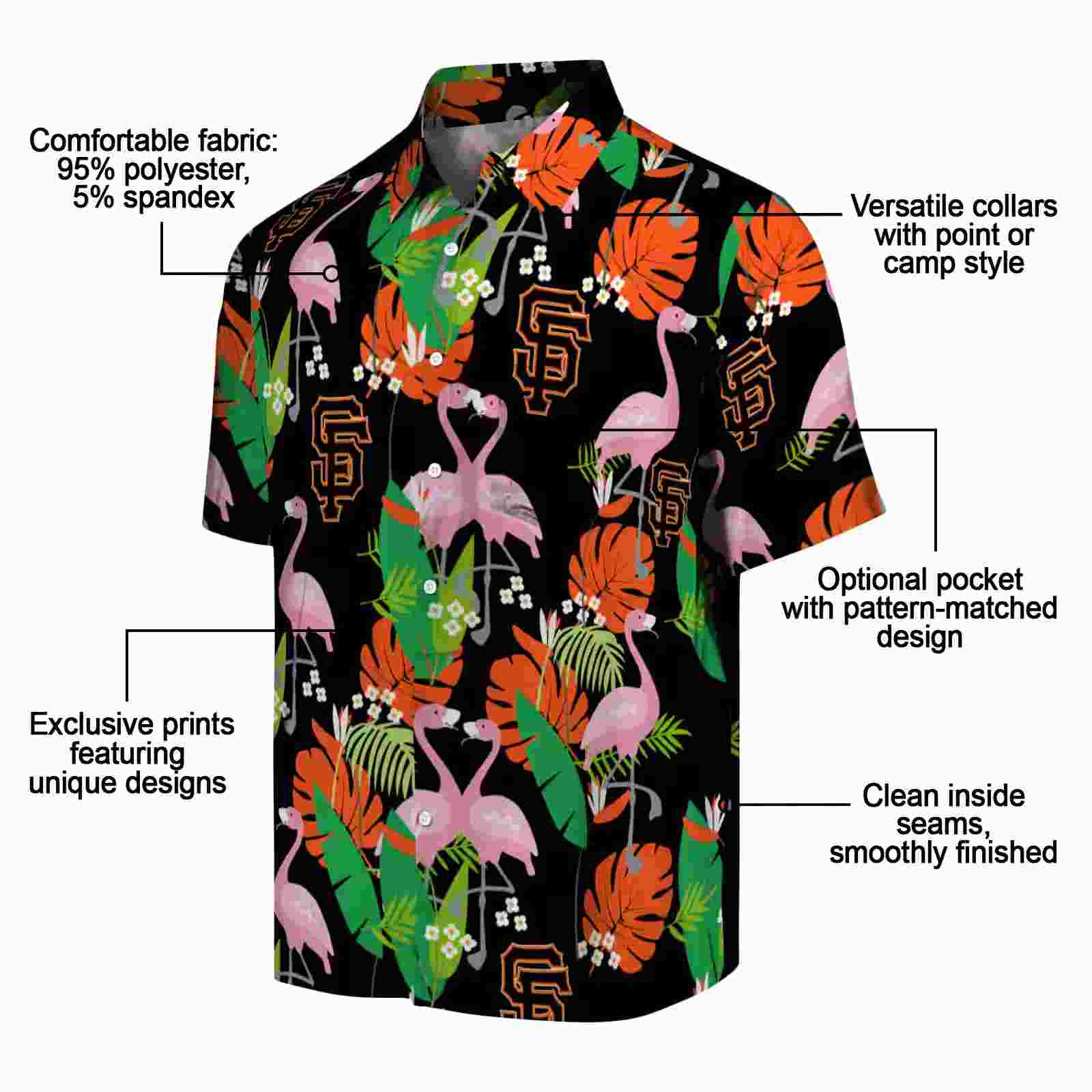 san francisco giants flamingo foliage orange green hawaiian shirt new arrival