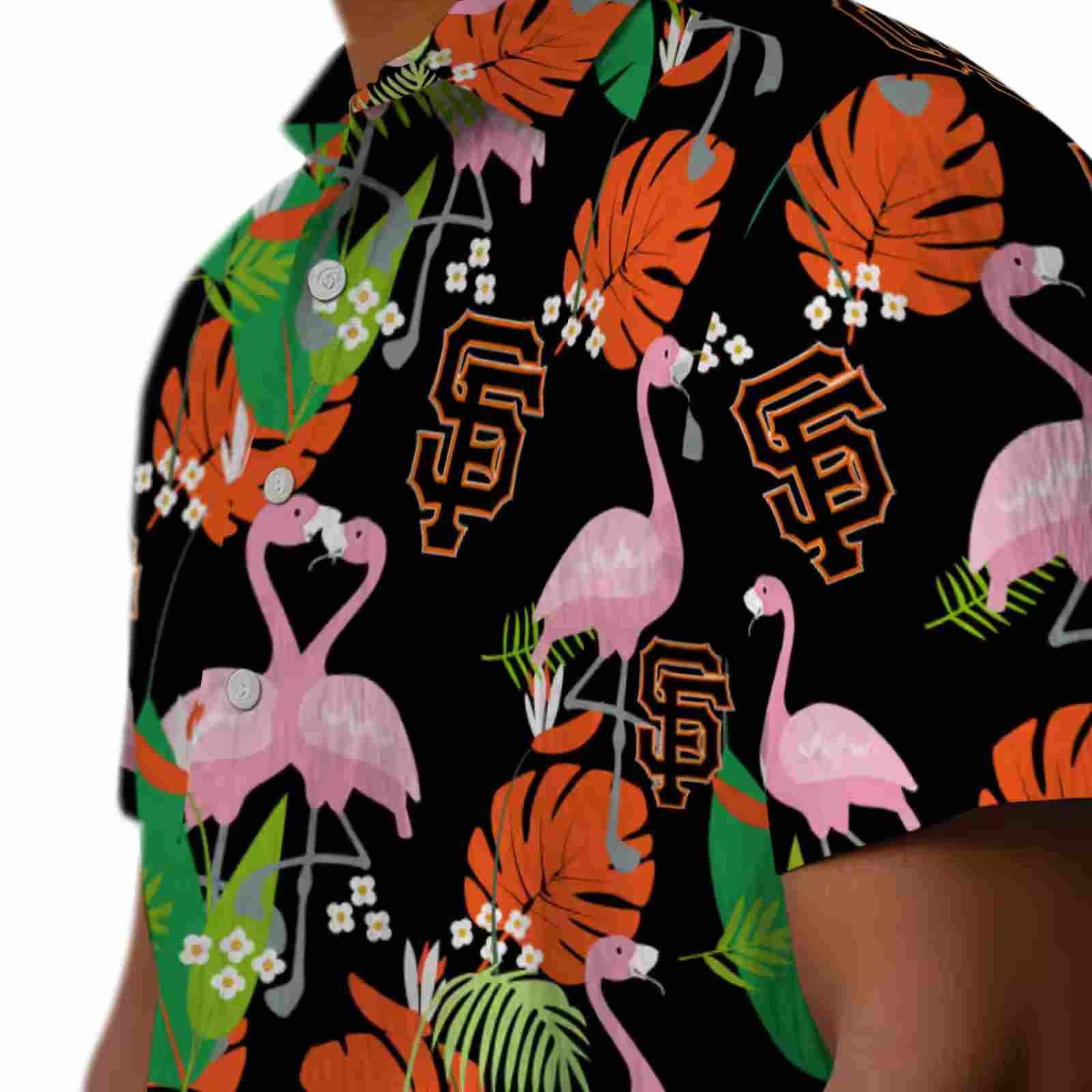 san francisco giants flamingo foliage orange green hawaiian shirt trendy