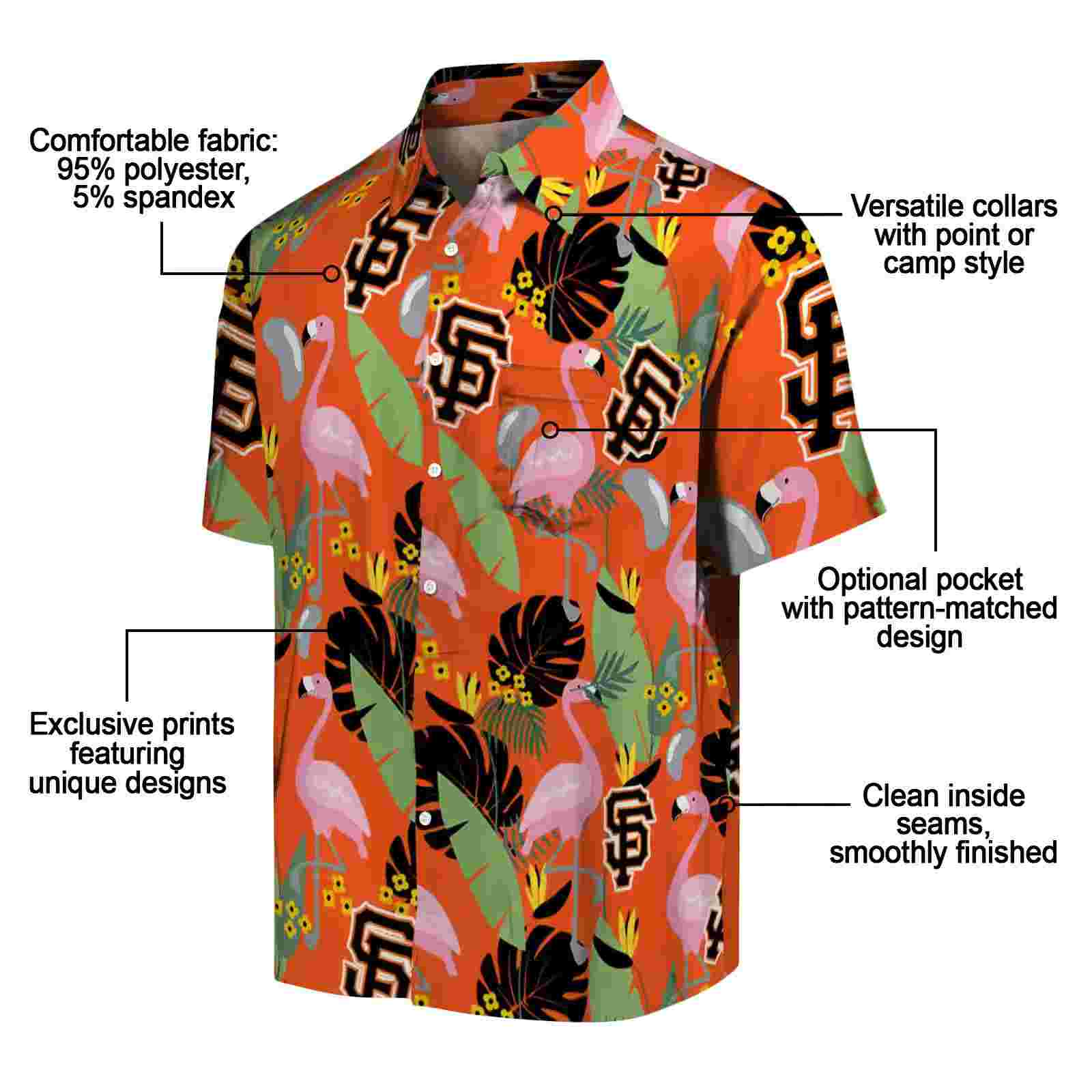 san francisco giants flamingo leaves orange hawaiian shirt new arrival