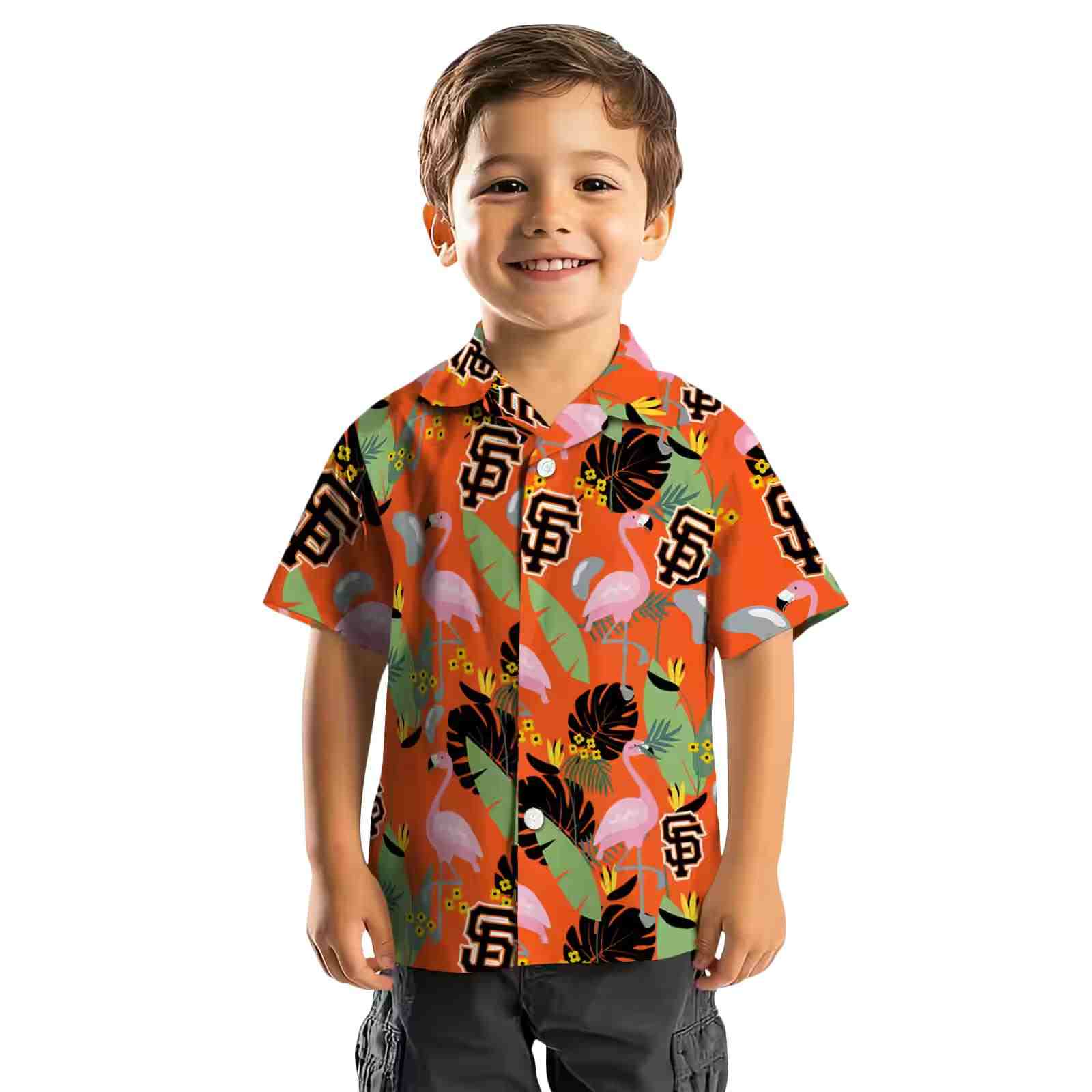 san francisco giants flamingo leaves orange hawaiian shirt top rated