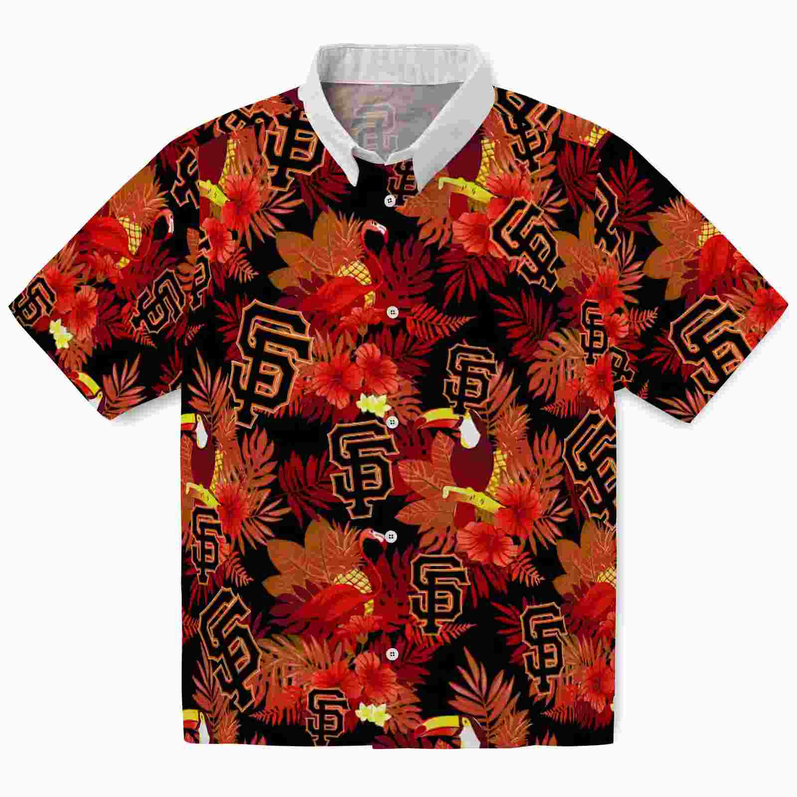 San Francisco Giants Floral Toucan Orange Red Hawaiian Shirt