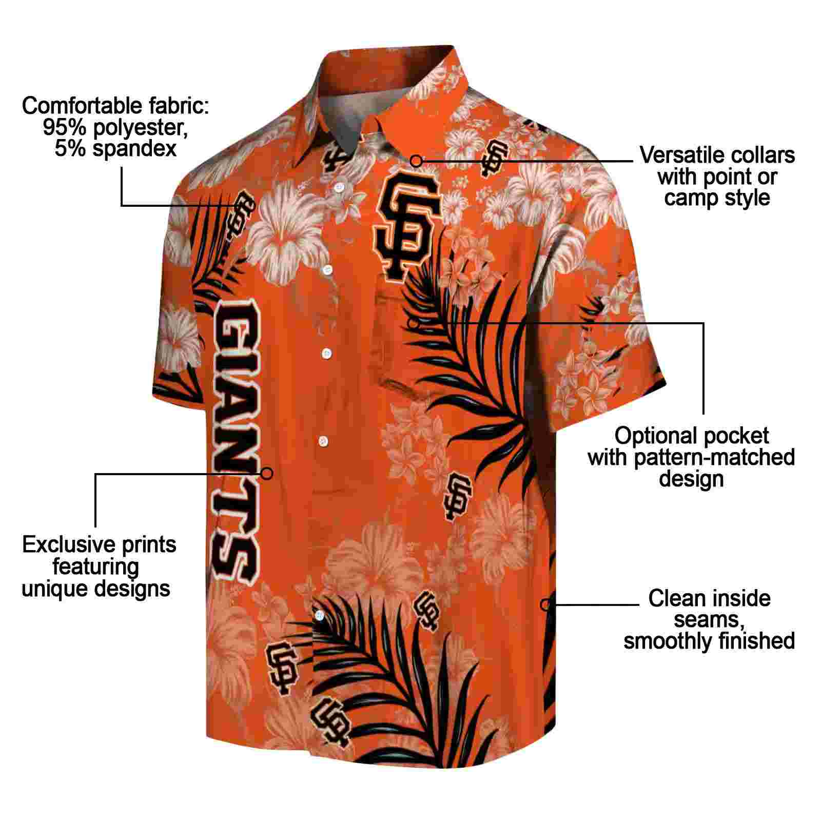 san francisco giants hibiscus print orange hawaiian shirt new arrival