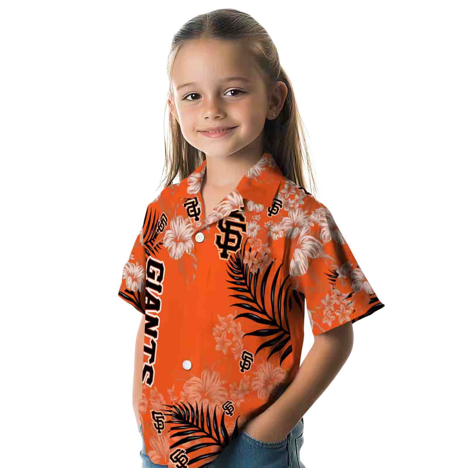 san francisco giants hibiscus print orange hawaiian shirt premium grade