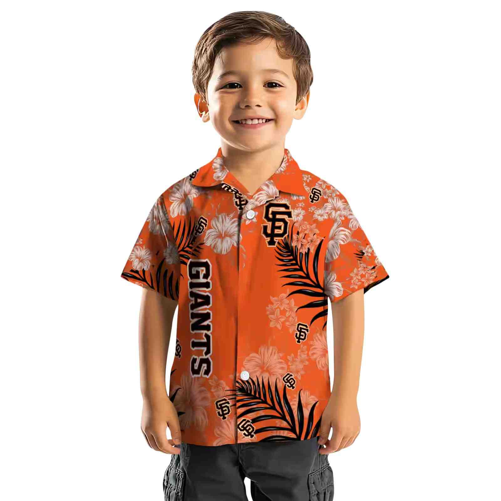 san francisco giants hibiscus print orange hawaiian shirt top rated