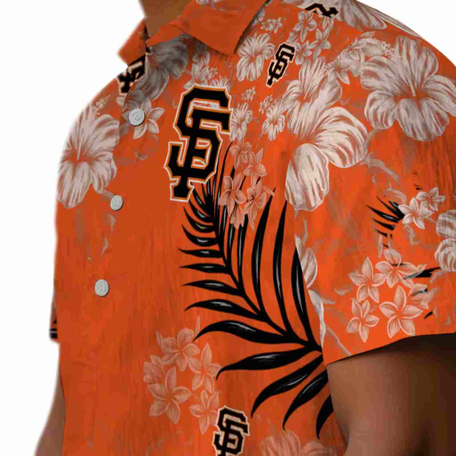 san francisco giants hibiscus print orange hawaiian shirt trendy