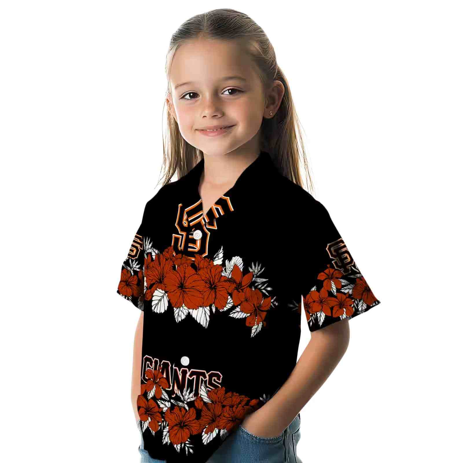 san francisco giants hibiscus stripe orange black hawaiian shirt premium grade