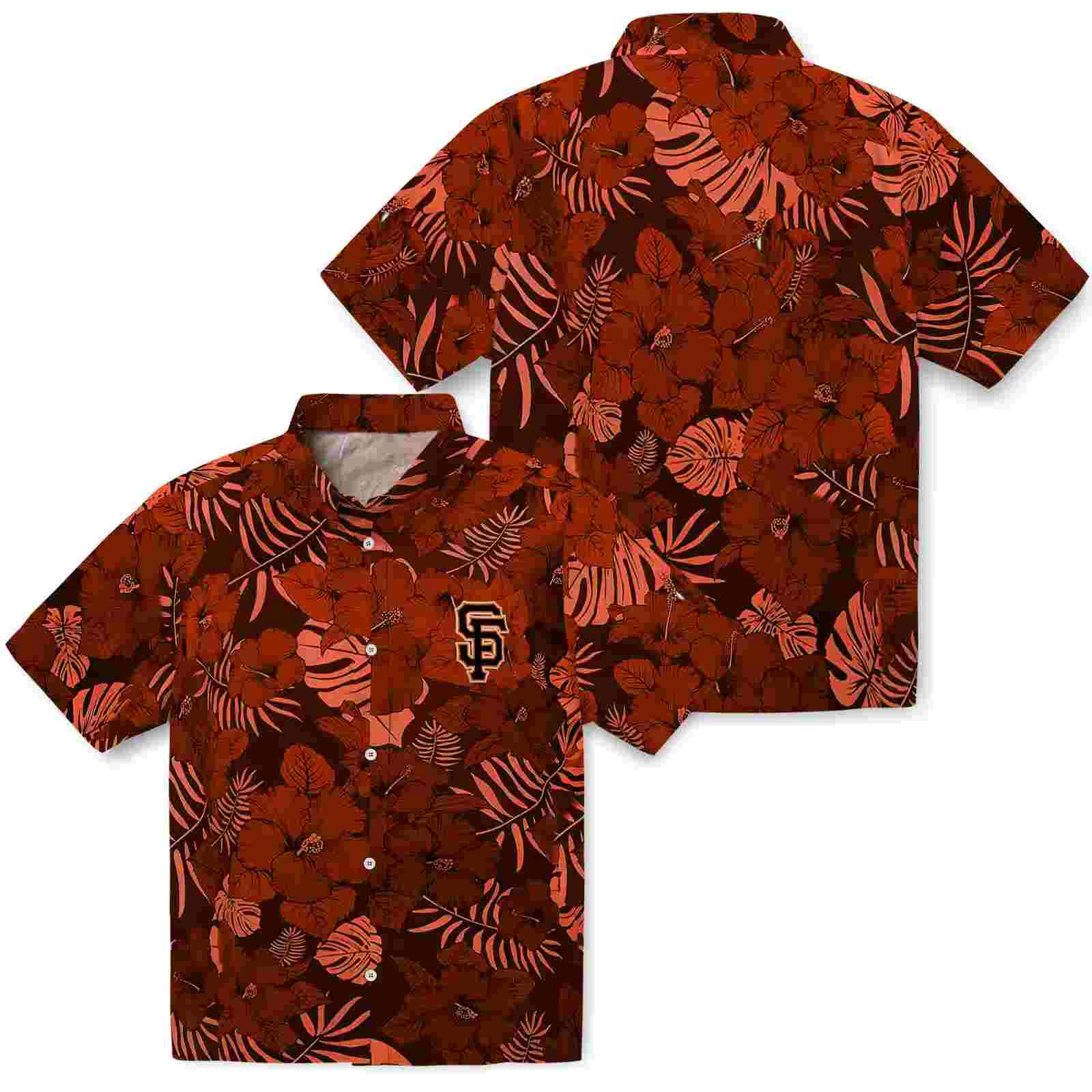 san francisco giants jungle vibes orange hawaiian shirt high quality