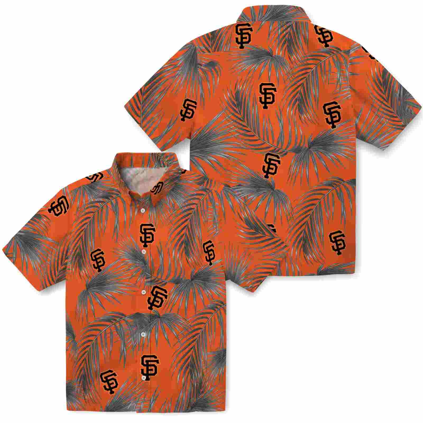 san francisco giants leafy palms orange hawaiian shirt high quality