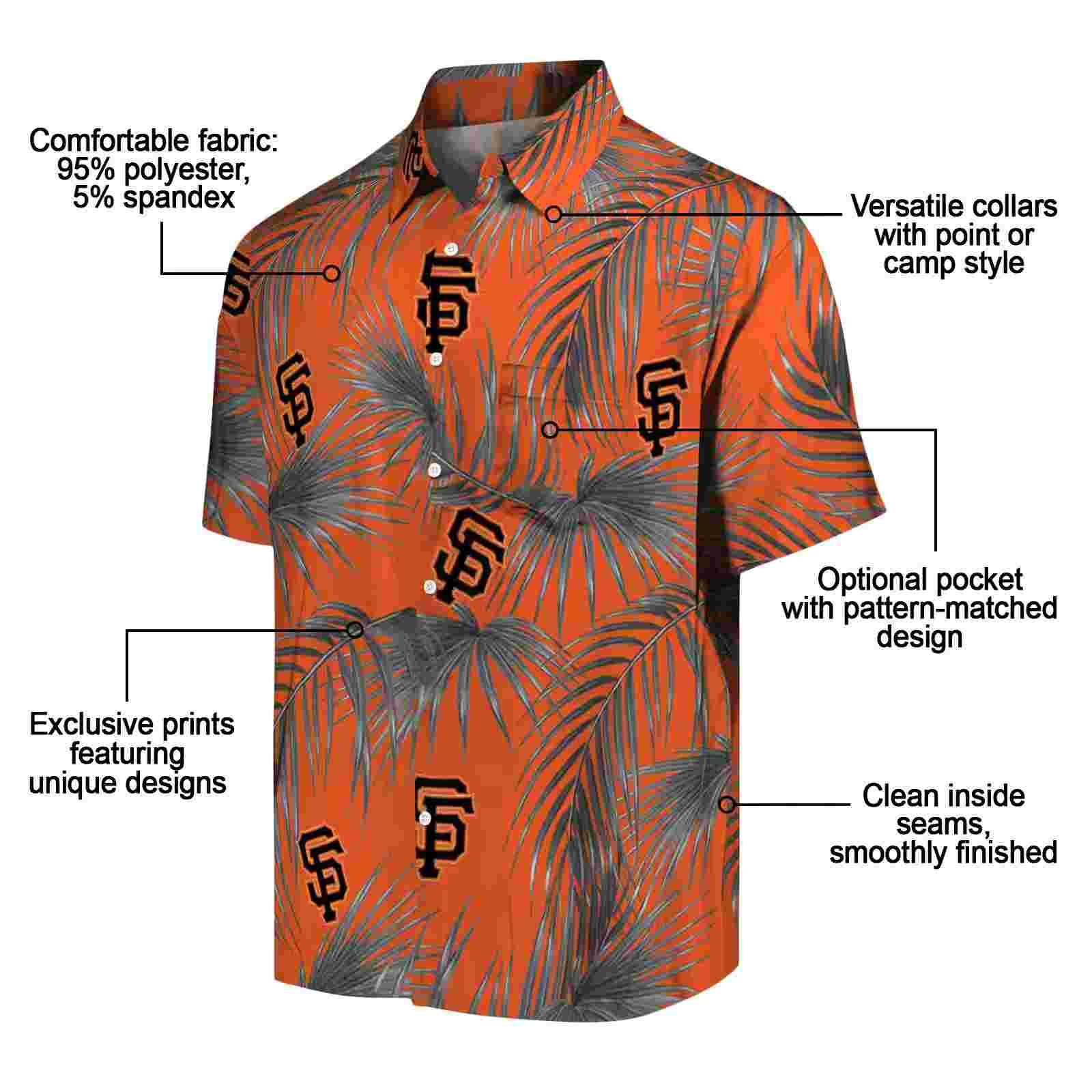 san francisco giants leafy palms orange hawaiian shirt new arrival